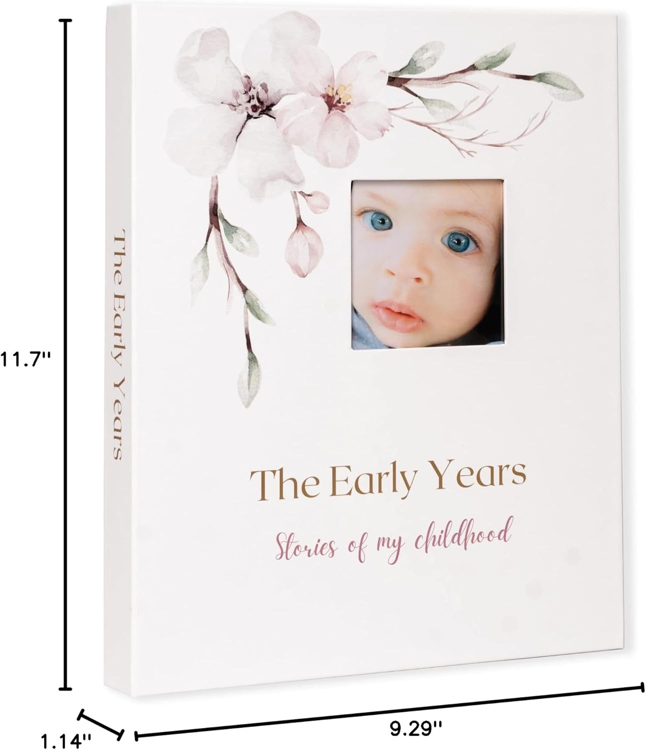 Modern Neutral Keepsake Memory Book - Journal Scrapbook for Baby Girl or Boy - Photo Album, Milestones Stickers, Clean Touch Ink Pad, Keepsake Envelope - Everlasting Memories up to Age 5