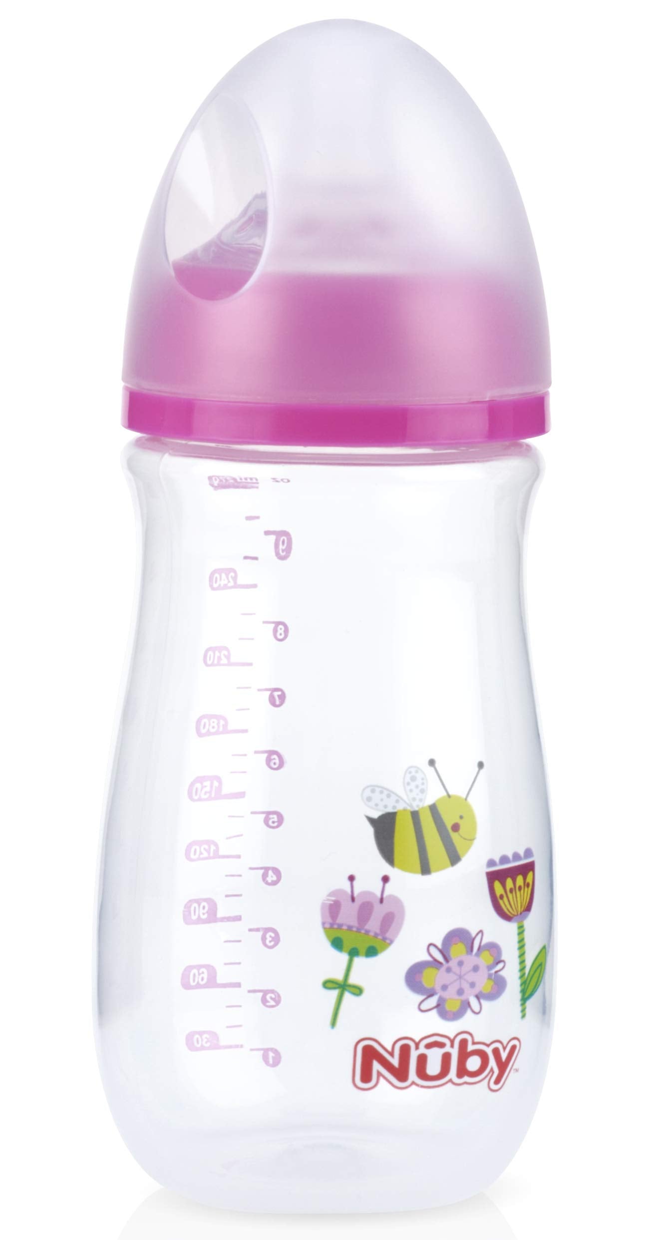 Nuby Wide Neck Bottle with Anti-Colic Air System, Colors/Prints May Vary, 1 Pack of 1 Bottle