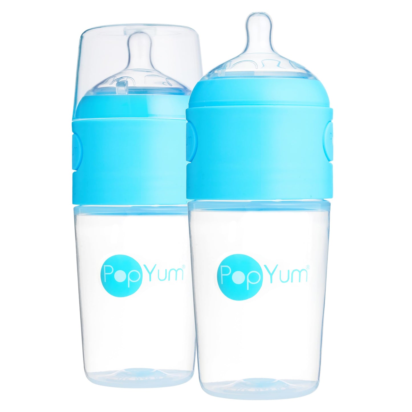PopYum 9 oz Orange Anti-Colic Formula Making/Mixing/Dispenser Baby Bottle with #2 Medium Flow Nipple, 260 ml, BPA-Free, Natural Latch