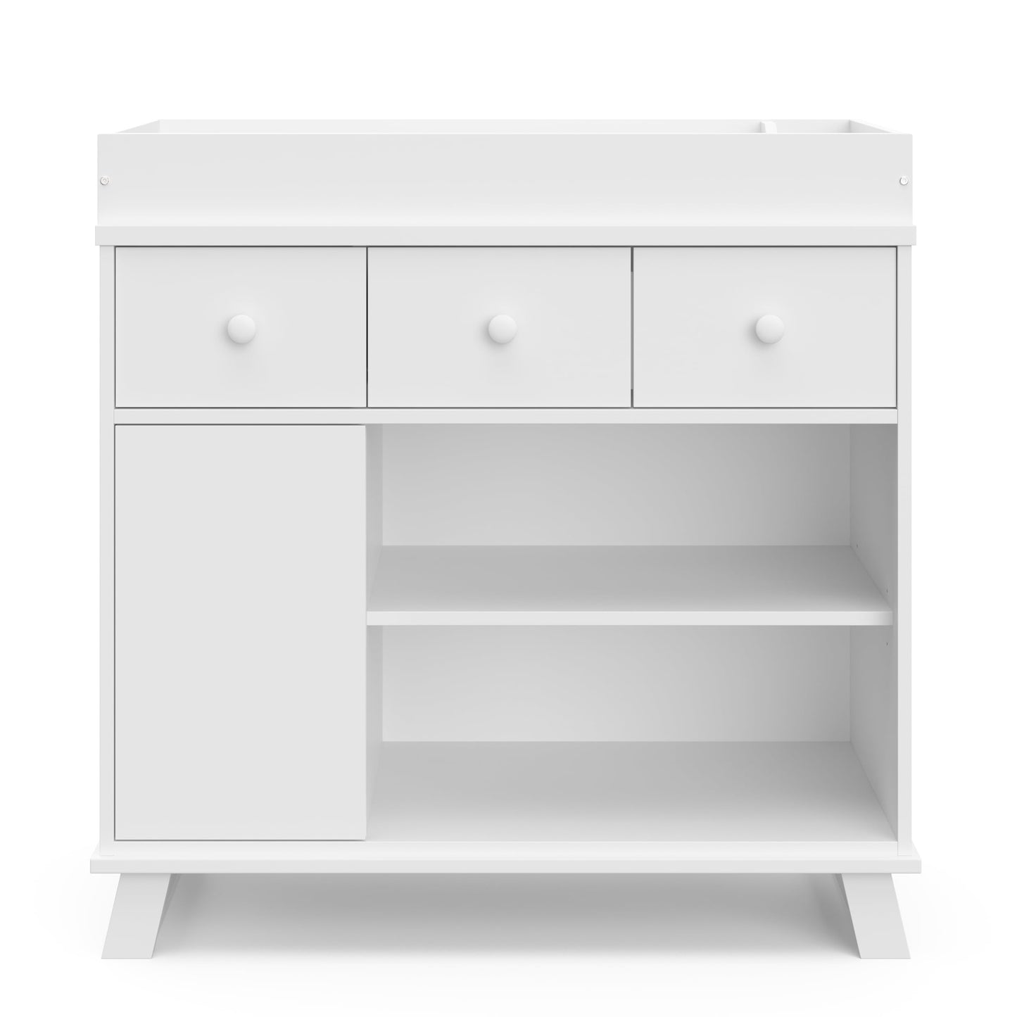 Storkcraft Modern Nursery Changing Table Dresser (White with White) – GREENGUARD Gold Certified, Dresser for Nursery, Changing Table With Drawers
