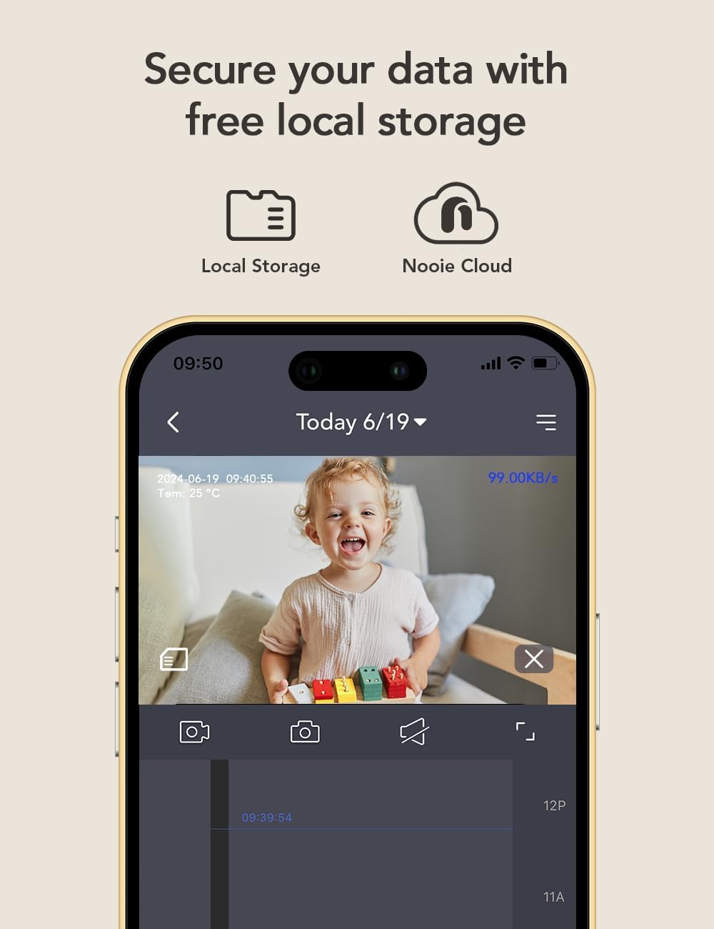 nooie Upgrade 5G Baby Monitor WiFi Smartphone, 2K Baby Camera Monitor 360 Pan & Tilt, HD Night Vision, Temperature Sensor, AI Motion Track, Two-Way Audio, Cry/Sound/Motion Detection, Works with Alexa
