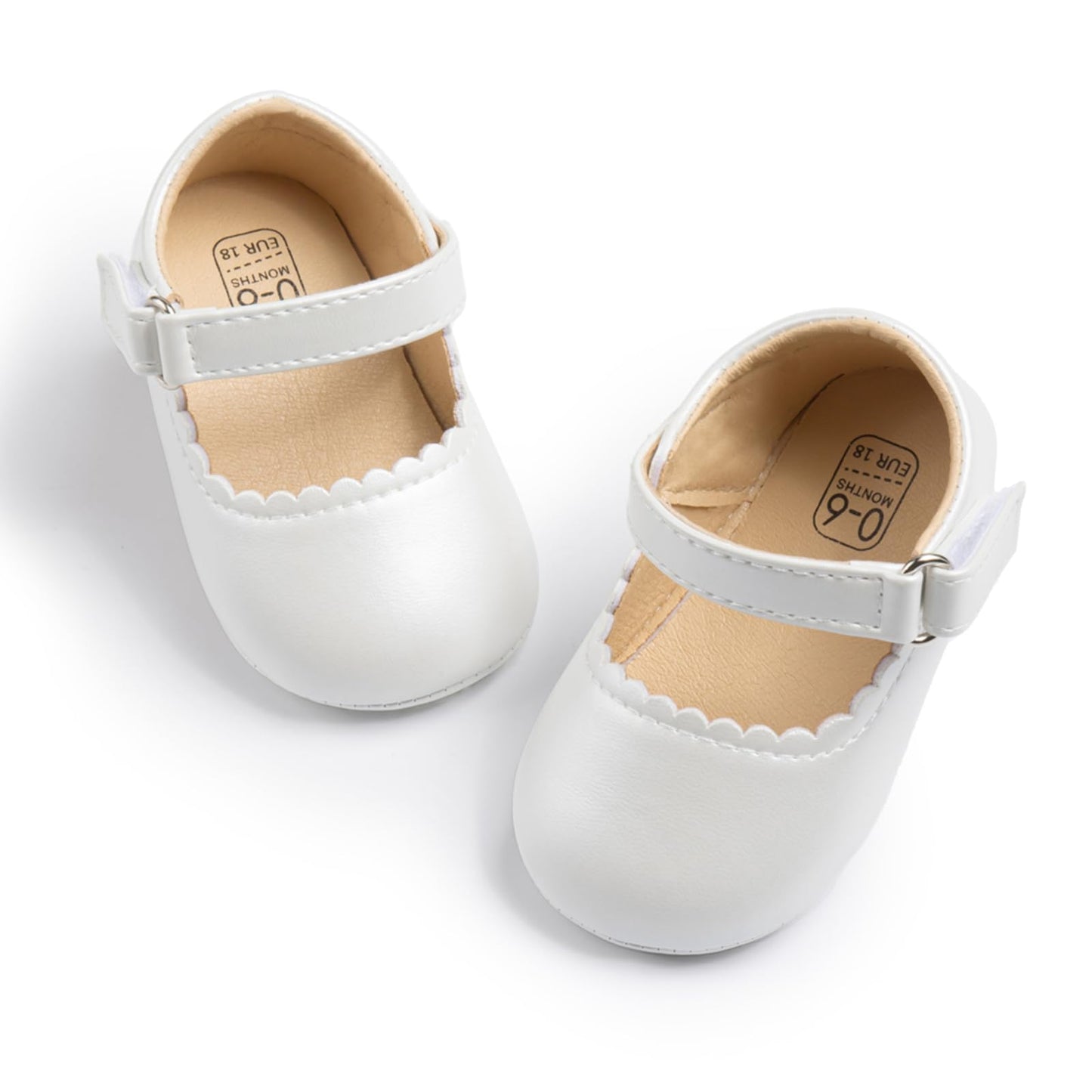 Baby Girl Mary Jane Flats Dress Shoes - Infant Newborn Shoes Anti-Slip Soft PU Leather Party School Wedding Princess Baby Girl Shoes 0-18M