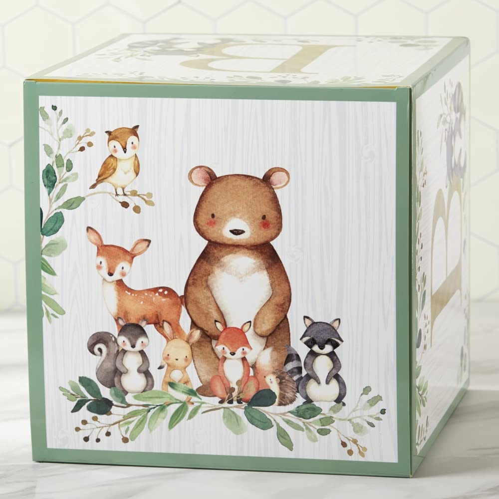 Kate Aspen Woodland Baby Shower Boxes with Letters for Baby Shower Gender Reveal Decorations Photo Prop & Forest Animal Nursery Decor (Set of 4 Blocks Spells Baby)