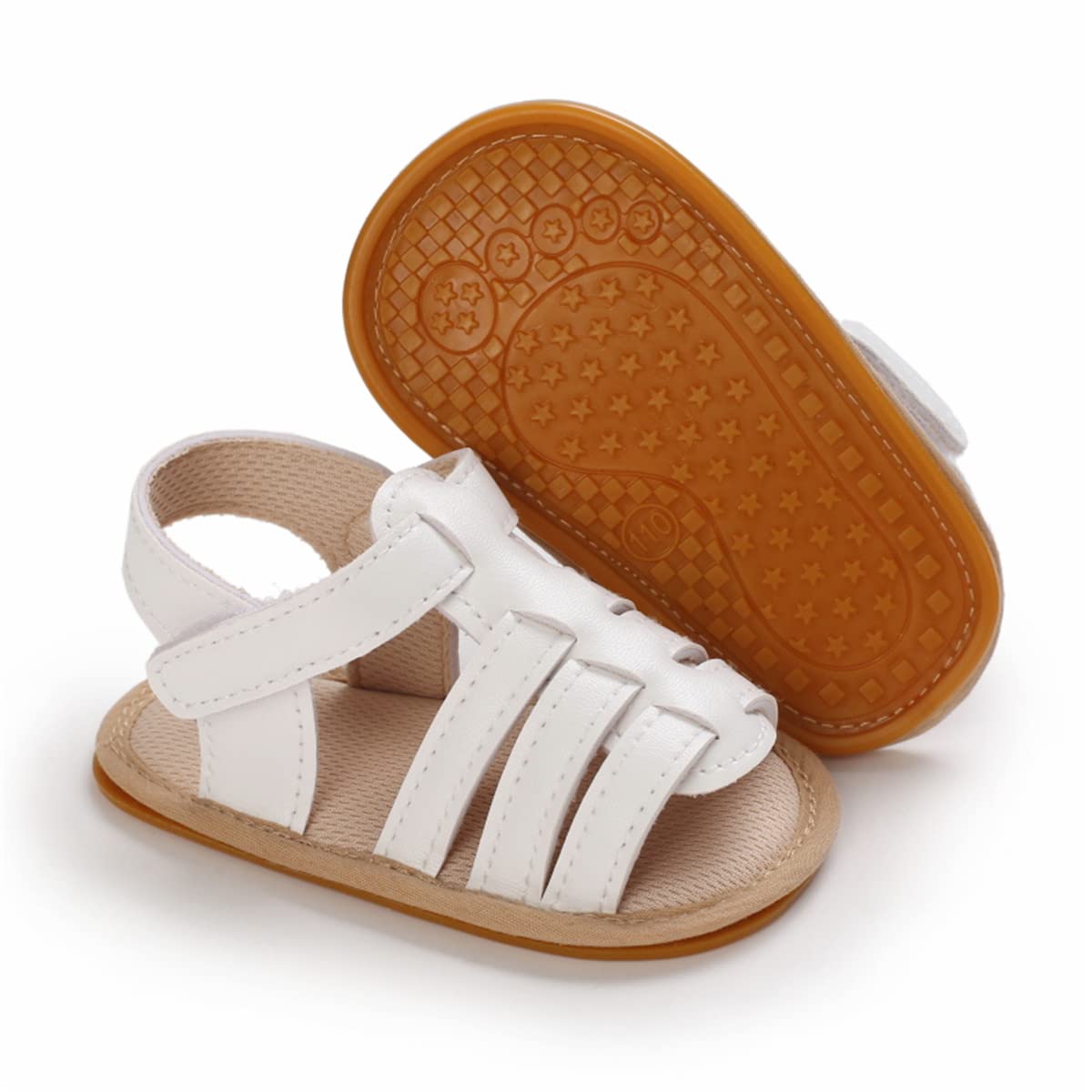 LAFEGEN Baby Boys Girls Summer Sandals 2 Straps Anti Slip Soft Sole Beach Infant Shoes Toddler First Walker Newborn Crib Shoes(3-18Months)
