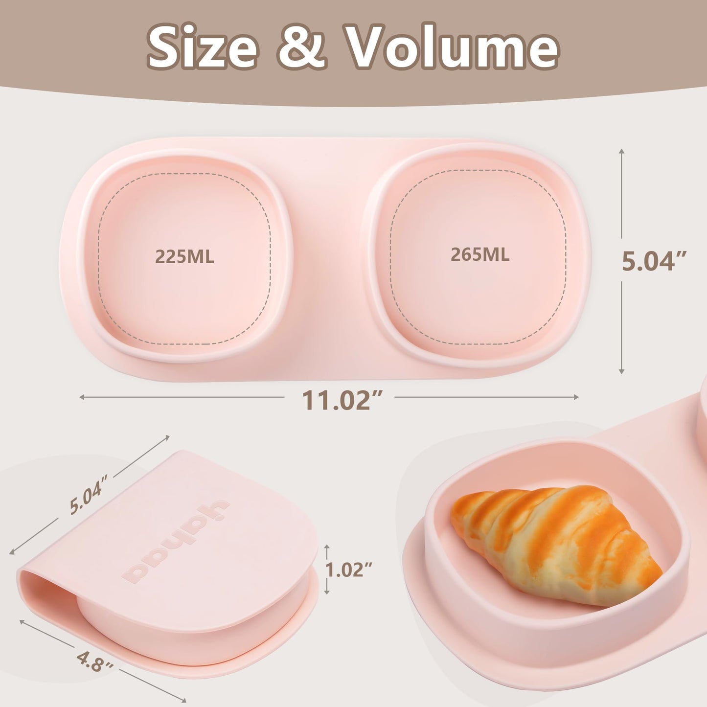 Silicone Foldable Novelty Dinner Plates,Baby Plates Travel Essential with Forks and Spoons,Microwave & Dishwasher SafeWatermelon