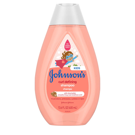 Johnson's Kids Curl Defining Leave-In Conditioner + Shea Butter, Tear-Free, Paraben-, Sulfate- & Dye-Free, Hypoallergenic & Gentle for Toddlers' Haircare, Bath Essentials, 6.8 fl. oz