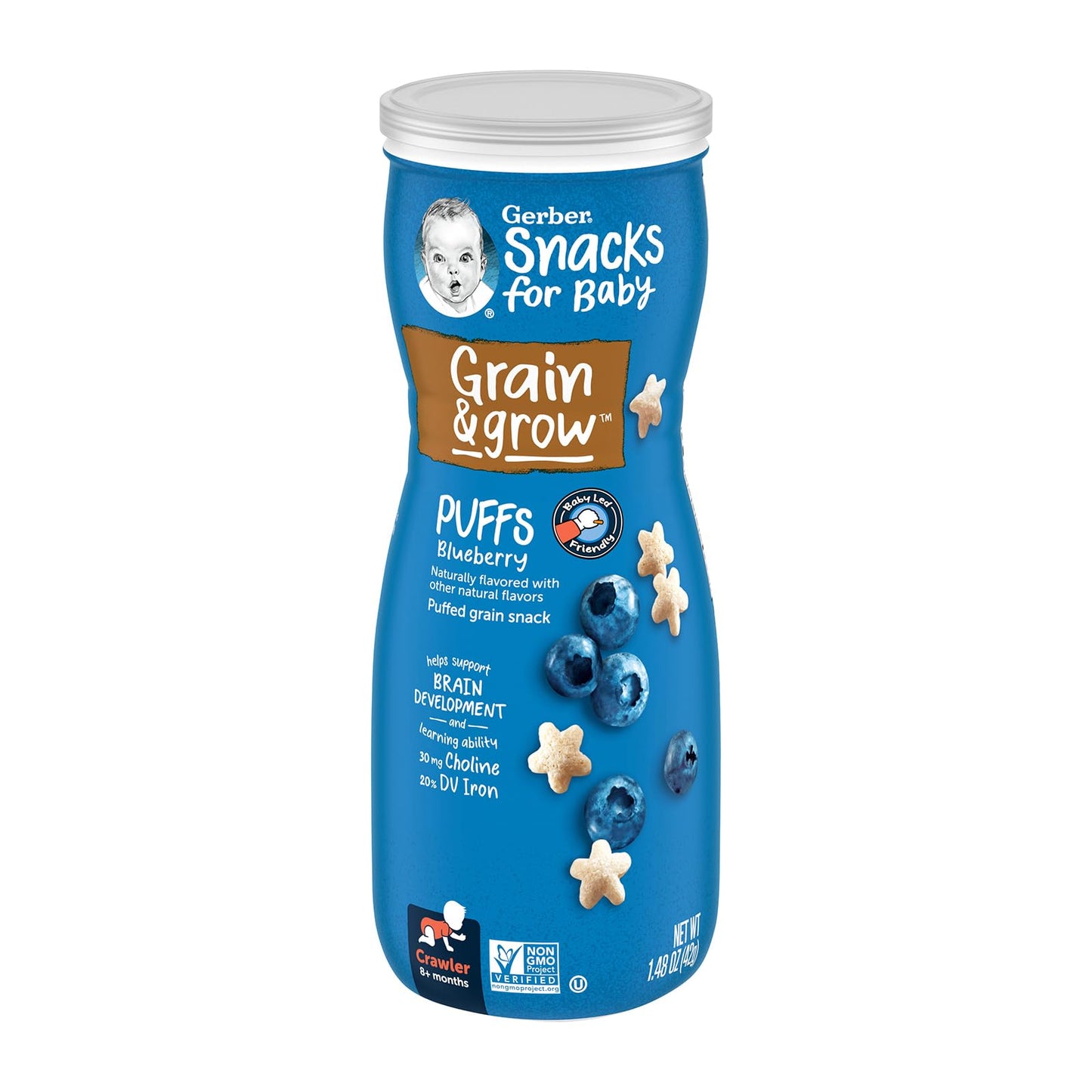 Gerber Baby Snacks, Baby Food, Puffs, Strawberry Apple, 1.48 Ounce