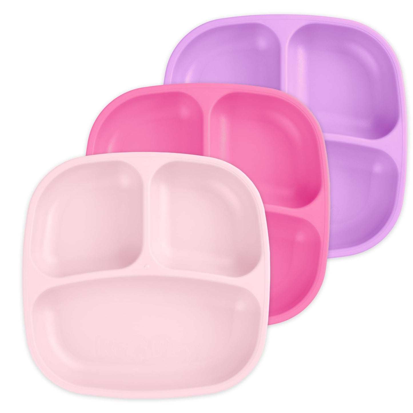 Re-Play Toddler Plates with Dividers - Deep-Walled 3 Compartments Divided Plates for Kids - Dishwasher & Microwave Safe - Made in USA - Set of 3-7.37" x 7.37" x 1.25" - Princess