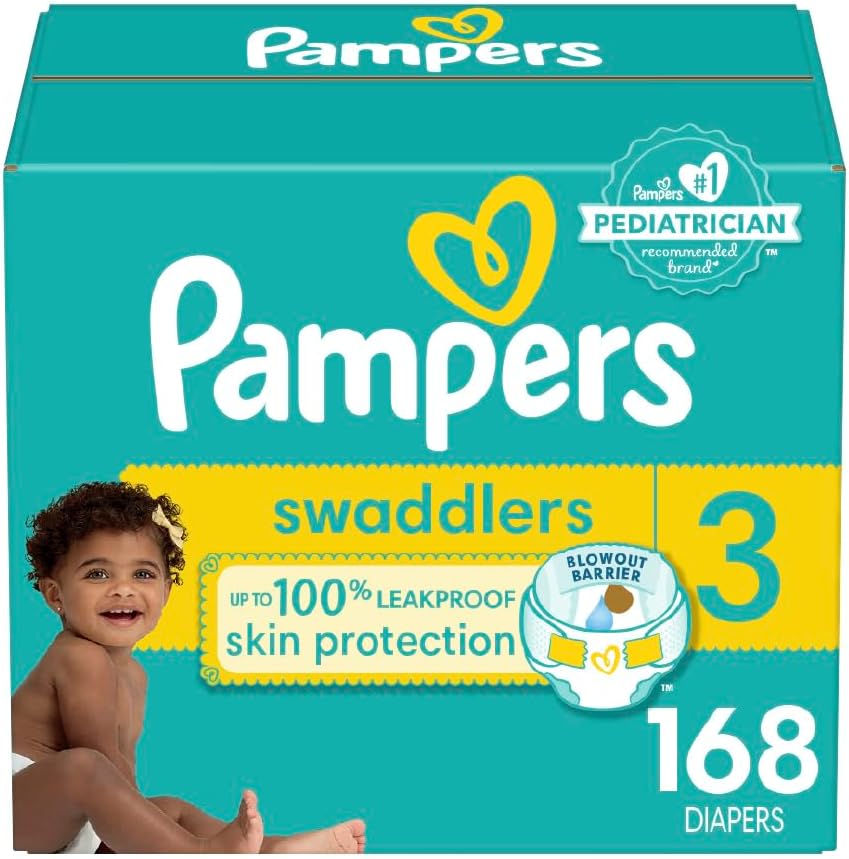 Pampers Baby Diapers - Swaddlers - Size 1, 198 Count, Ultra Absorbent Disposable Infant Diaper