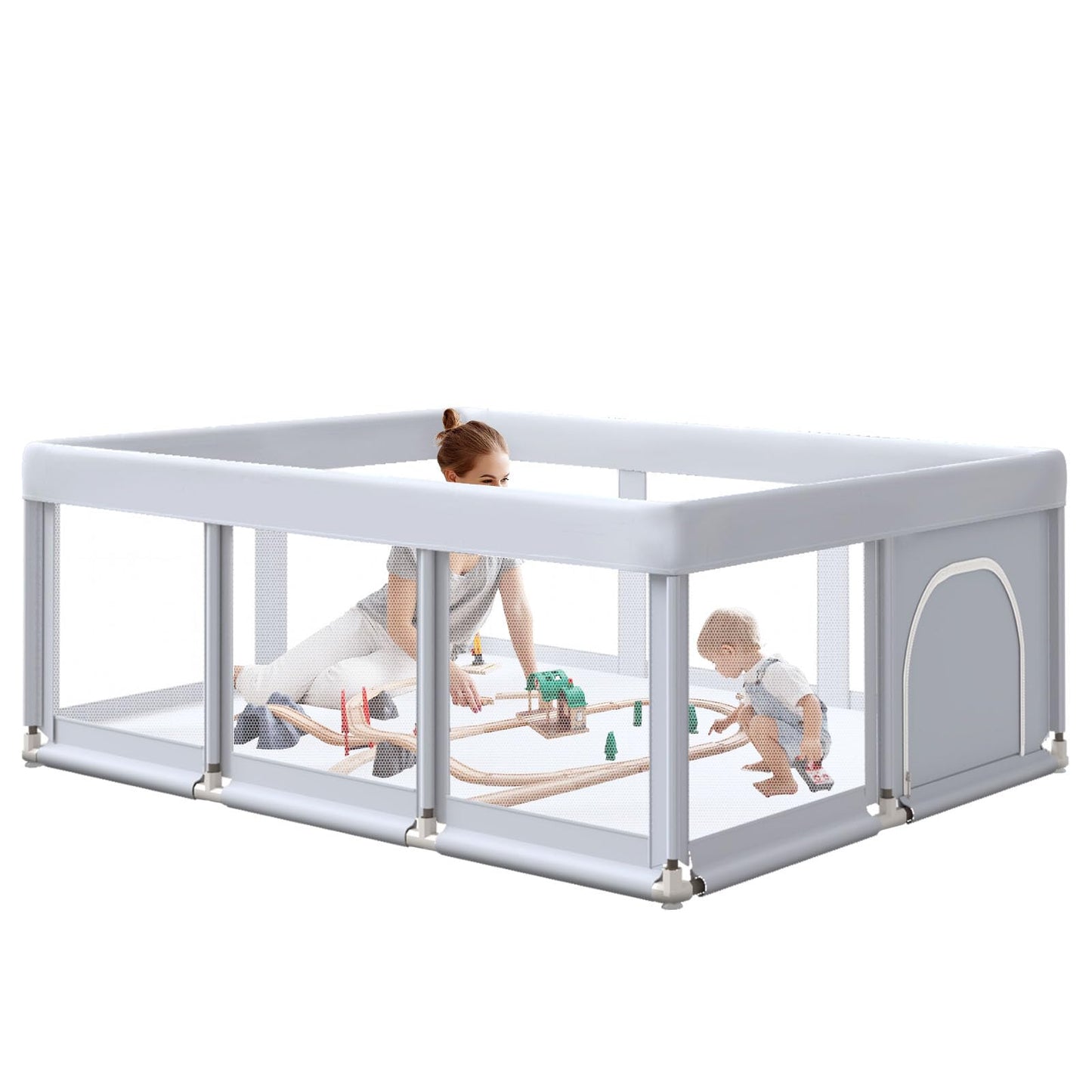 Baby Playpen 50x50 Inch, Play Pens for Babies and Toddlers Baby Fence Baby Play Yards for Indoor & Outdoor with Breathable Mesh Anti-Fall Playpen