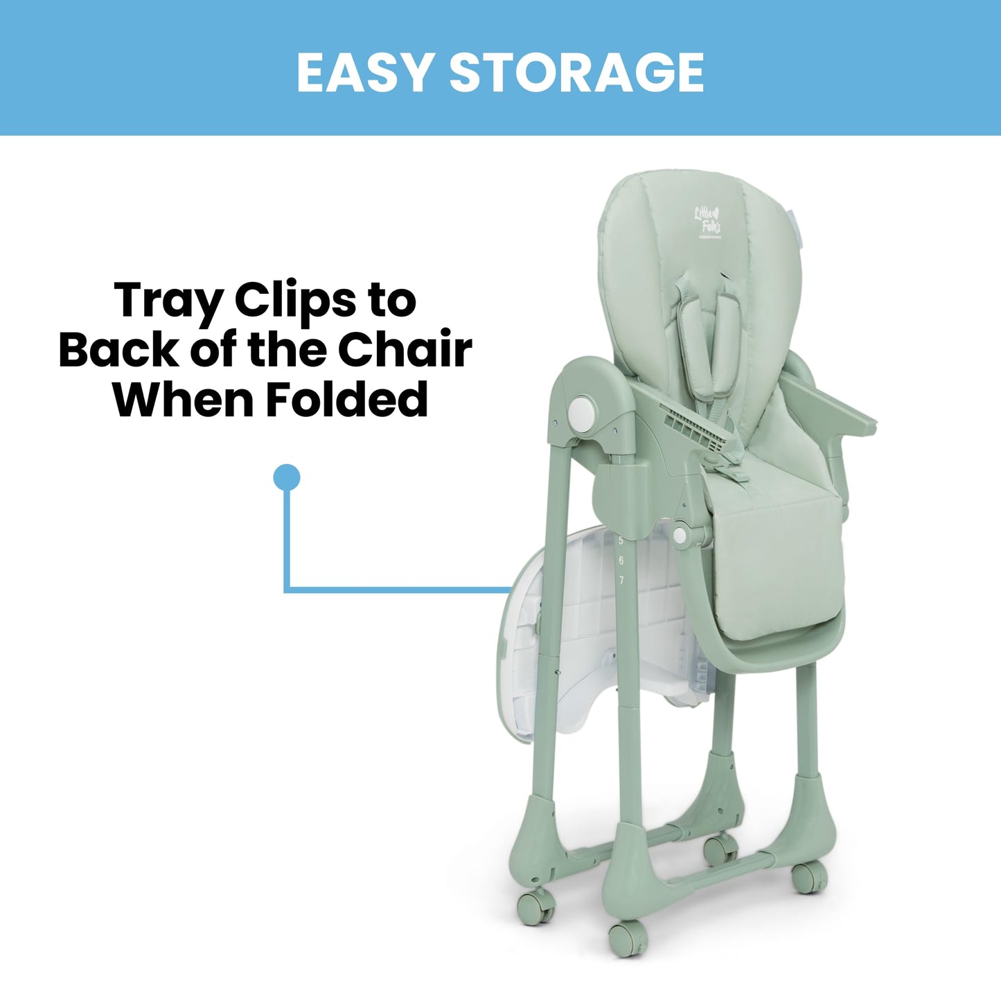 Delta Children Little Folks 2-in-1 SlimFold High Chair for Babies and Toddlers, Sage Green