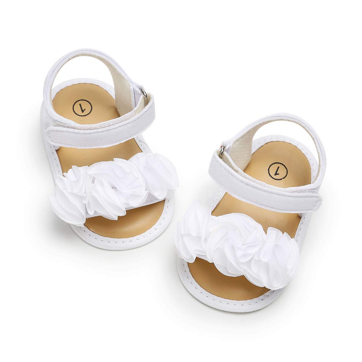 GDSDYM Infant Baby Girls Summer Sandals with Flower Bowknot Soft Sole Wedding Dress Flats Newborn First Walkers Crib Dress Shoes