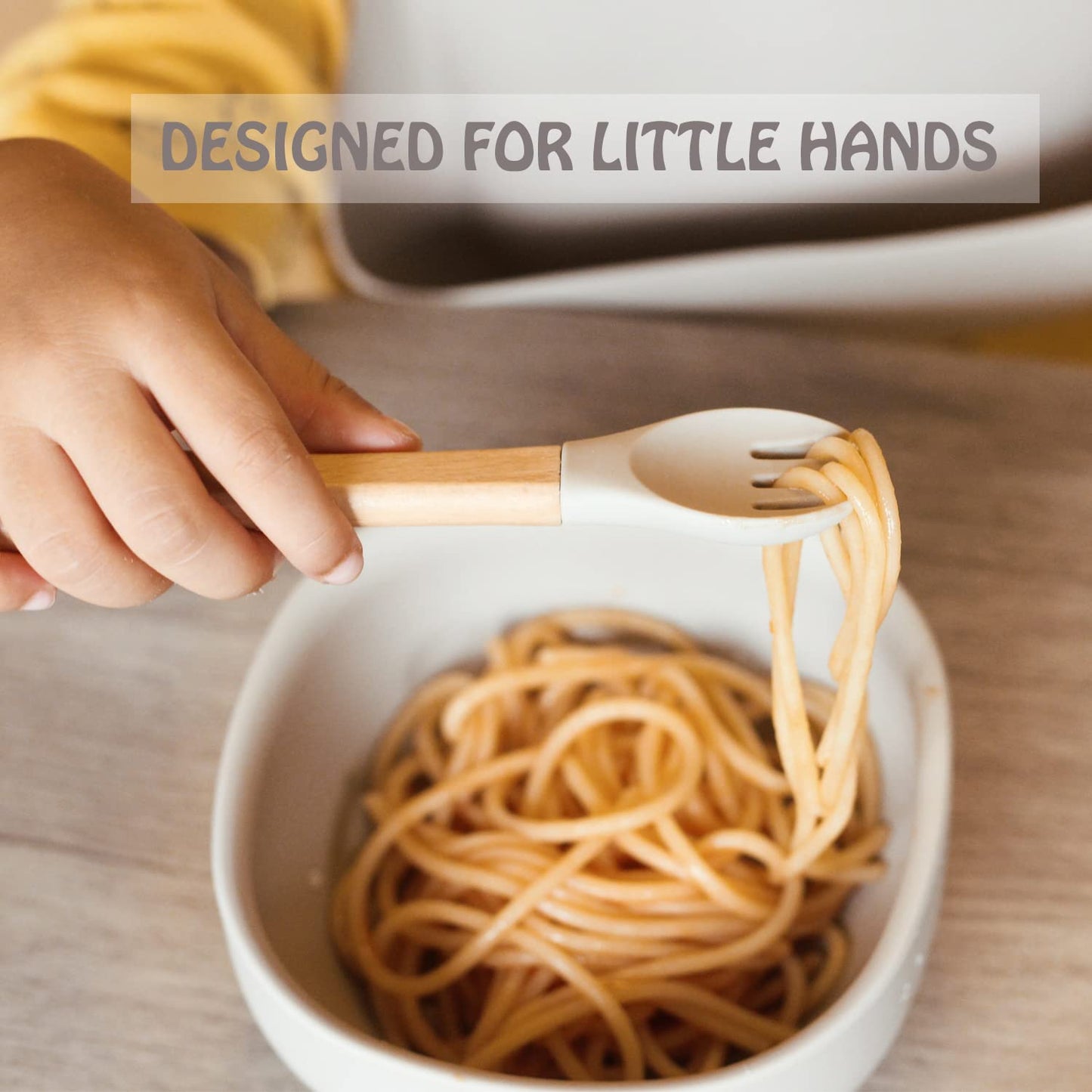 Ginbear Silicone Baby Spoons and Forks Self-feeding 12-18 Months, Soft-Tip Baby Flatware Sets, Toddler Feeding Utensils for Child, 4 Piece Set (Hazy Green/Almond)