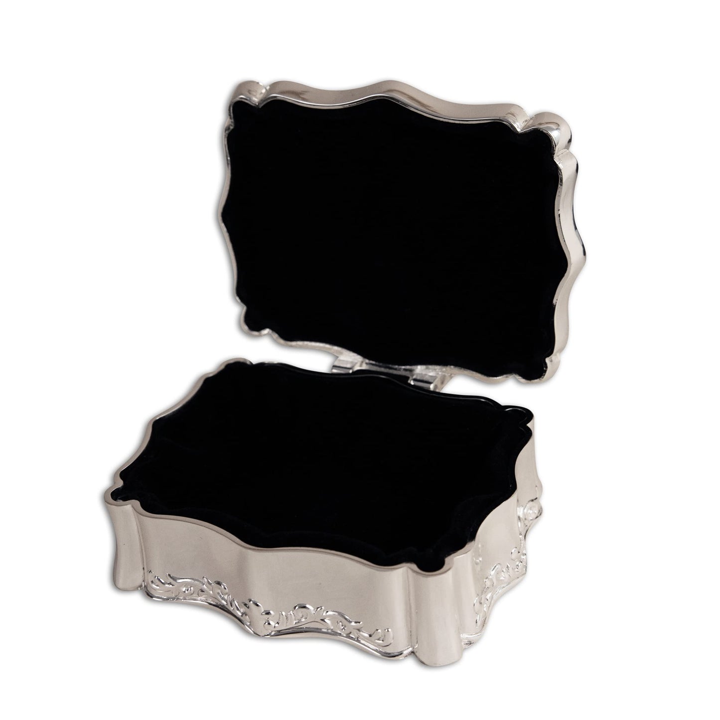 Cherished Moments Personalized Small Rectangle-Shaped Jewelry Keepsake Box with Custom Engraved Name or Initials, Silver Toned