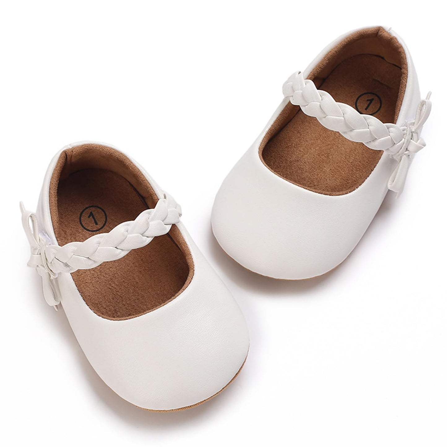 Baby Girl Mary Jane Flats Dress Shoes - Infant Newborn Shoes Anti-Slip Soft PU Leather Party School Wedding Princess Baby Girl Shoes 0-18M