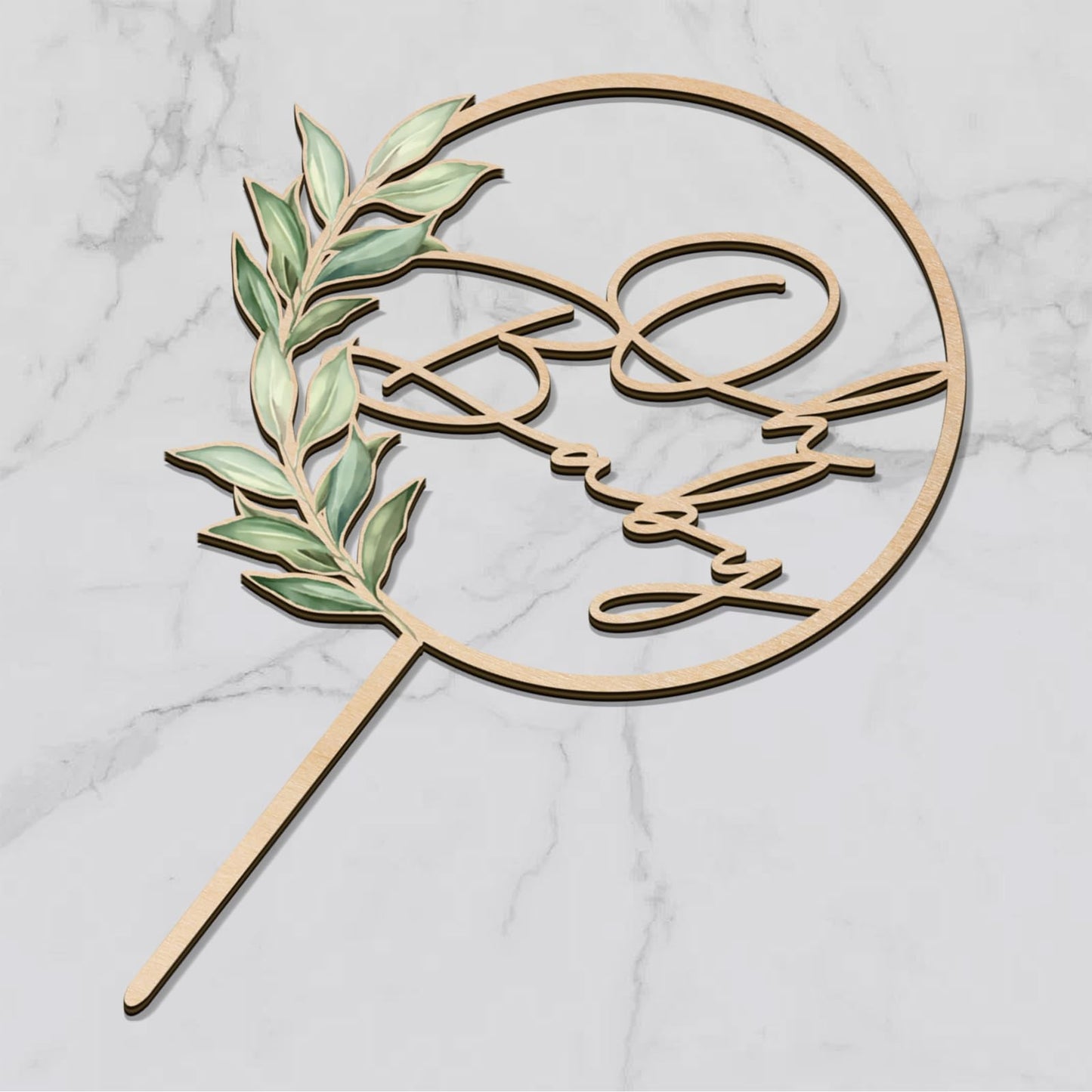 Oh Baby Cake Topper in Wood Greeny Baby Shower Cake Topper Decoration
