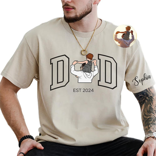 Custom Photo Shirt for Dad, Father's Day Tshirt, Personalized Daddy Portrait Shirt, Gifts Fathers Day for Papa Grandpa, Daddy Birthday Gifts, Gift for Husband, Customized Photo Hoodie