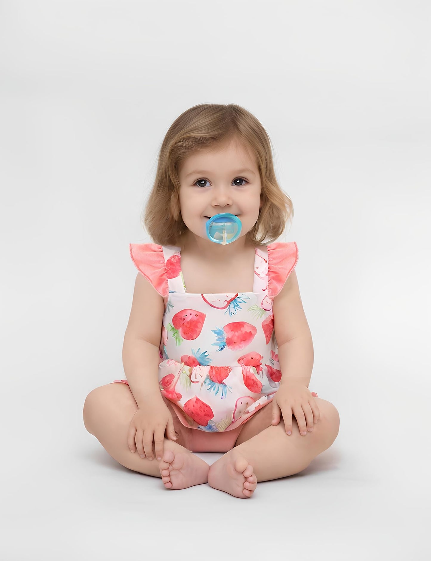 3-18M Newborn Baby Girl Pink Outfits Set Ruffle Sleeve Floral Top + Soild Shorts with Belt