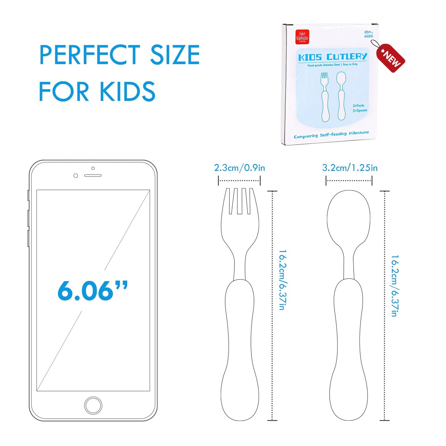 Lehoo Castle Kids Utensils, 6pcs Silverware Set, Safe Stainless Steel Toddler Fork and Spoon, Includes 3 Spoons and 3 Forks (Pink)