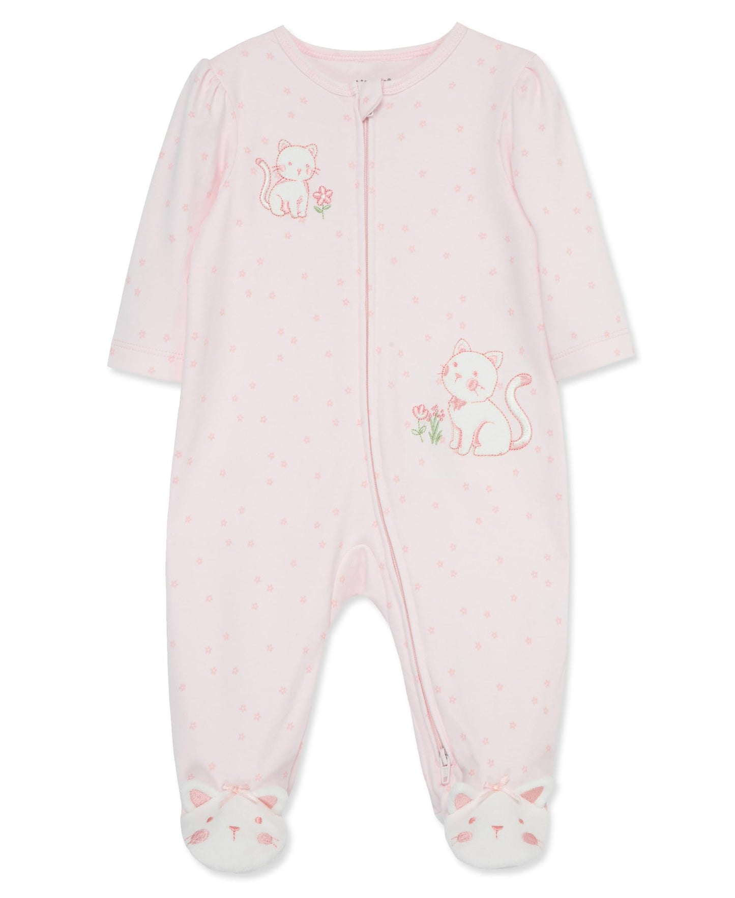 Little Me Clothes for Baby Girls' 100% Cotton Scratch-Free Tag Footie Sleeper, Preemie to 9 Months