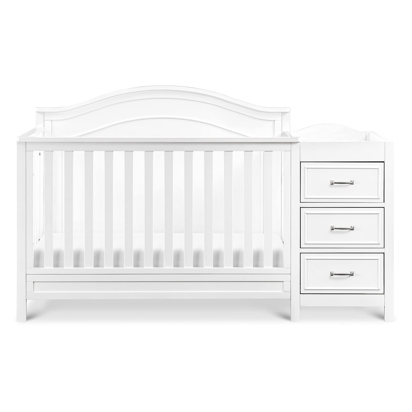 DaVinci Charlie 4-in-1 Convertible Mini Crib and Changer Combo in White, Greenguard Gold Certified