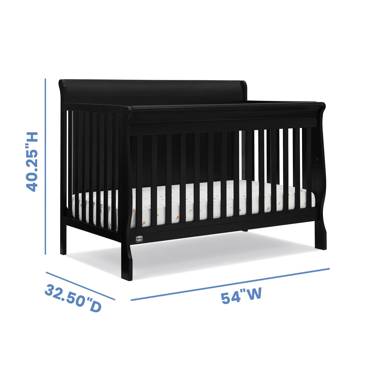 Delta Children Simmons Kids Carter 6-in-1 Convertible Crib - Greenguard Gold Certified, Black Ebony