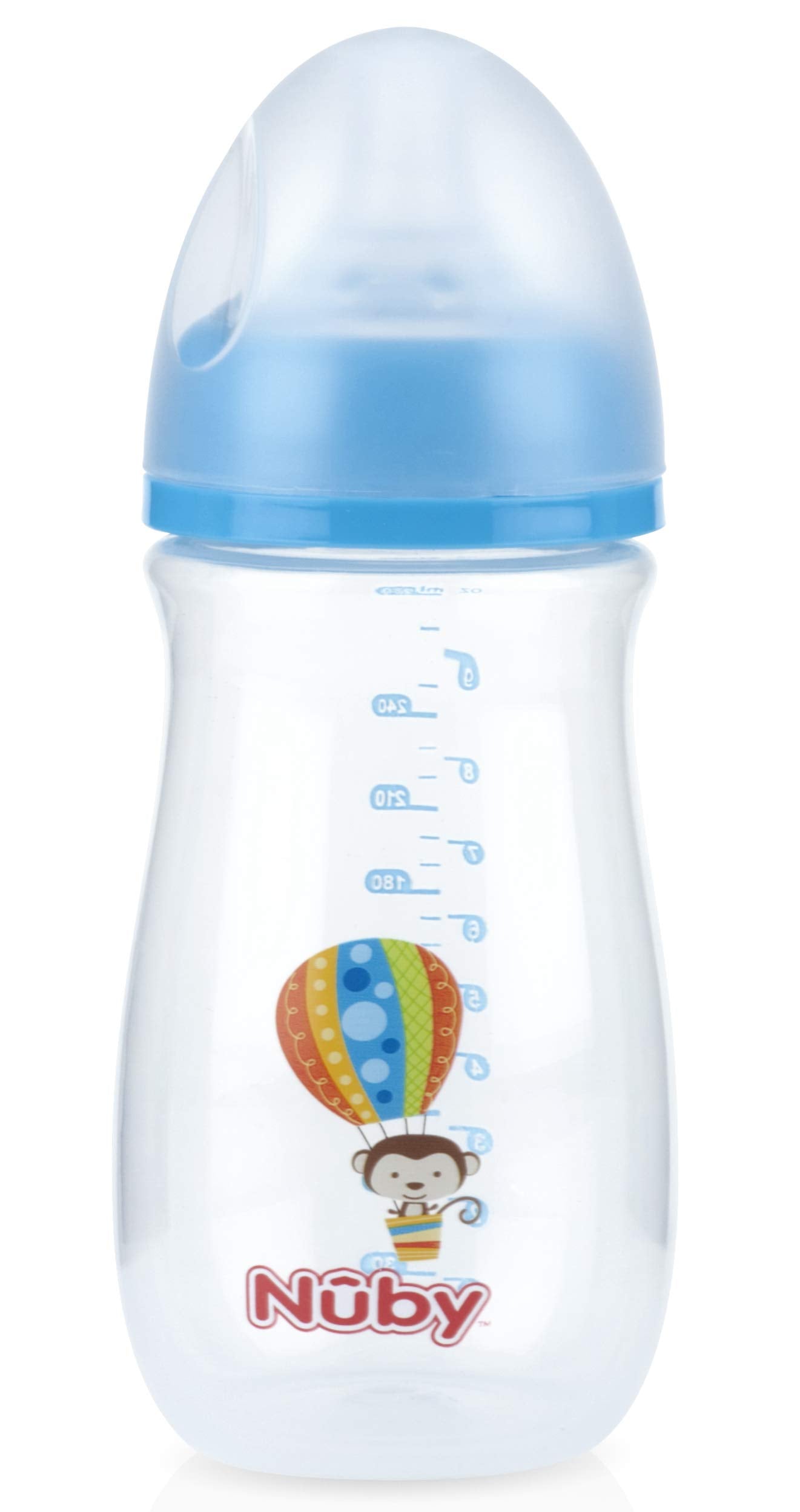 Nuby Tritan Wide Neck Non-Drip Bottles with Anti-Colic Air System: 9oz./ 270 Ml, 3 Pack, 0M+, Purple/Pink/Orange