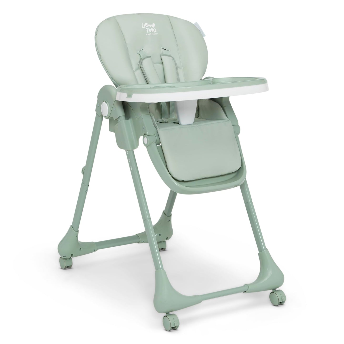 Delta Children Little Folks 2-in-1 SlimFold High Chair for Babies and Toddlers, Sage Green