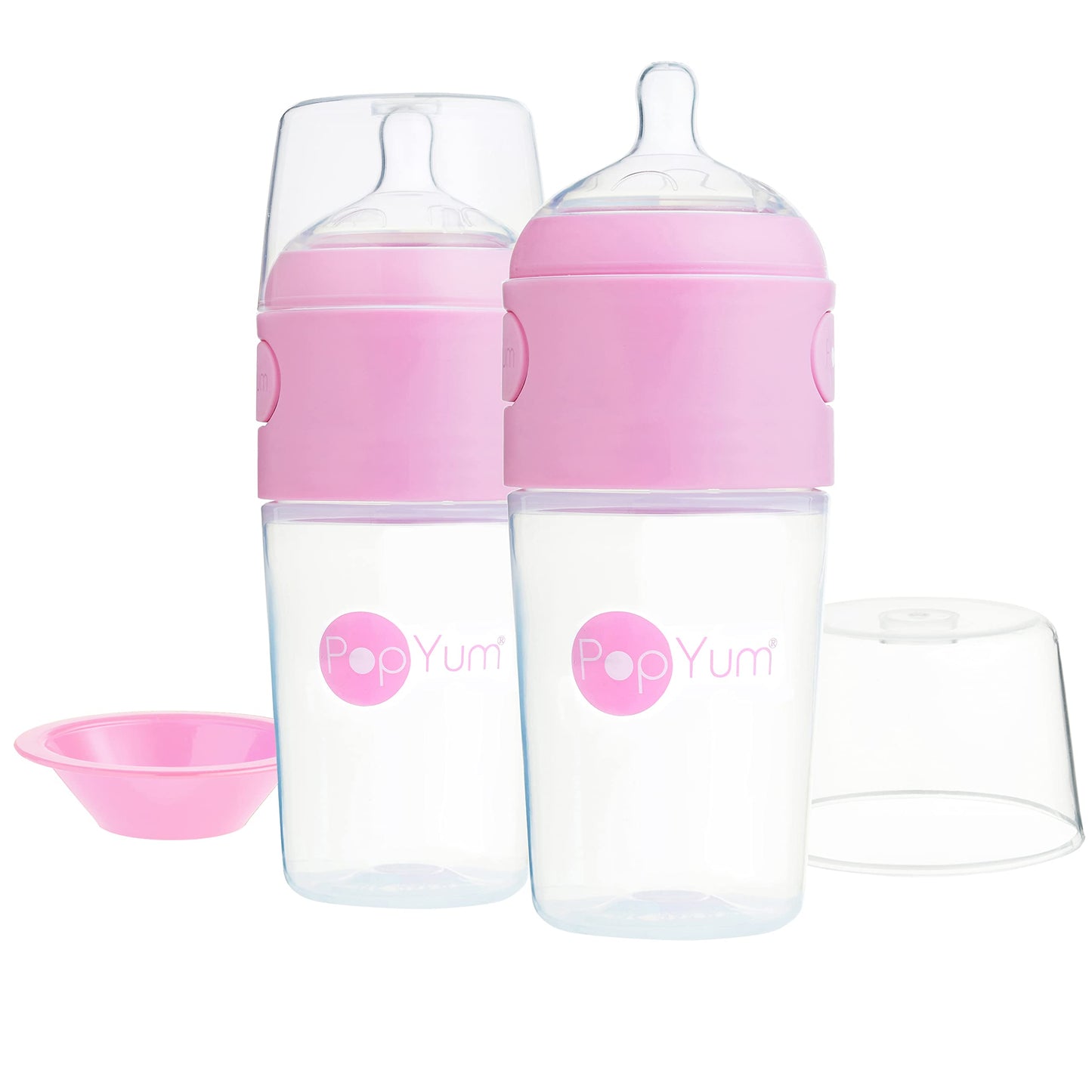 PopYum 9 oz Orange Anti-Colic Formula Making/Mixing/Dispenser Baby Bottle with #2 Medium Flow Nipple, 260 ml, BPA-Free, Natural Latch