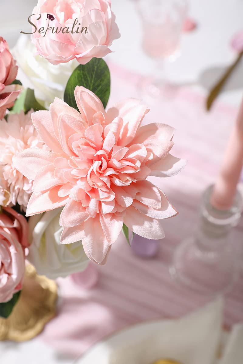 Serwalin Pink Artificial Flowers, Silk Fake Flowers for DIY Wedding Bridal Bouquets, Wedding Cake Flowers for Table Centerpieces Baby Shower Birthday Party Home Decorations