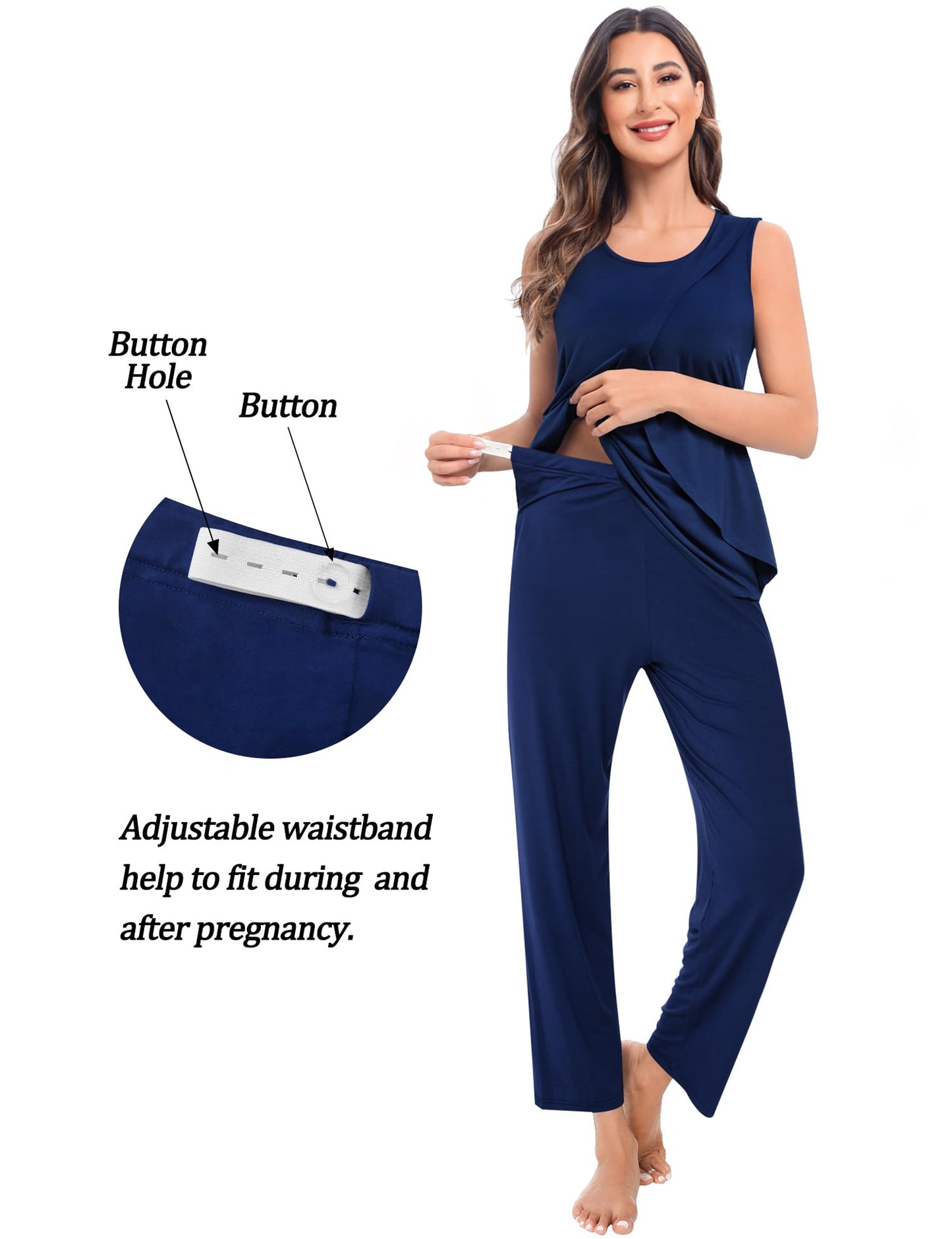 SWOMOG Maternity Nursing Robe Set 3 PCS Postpartum Breastfeeding Pajamas Hospital Pregnancy Pjs Double Layer Lounge Set