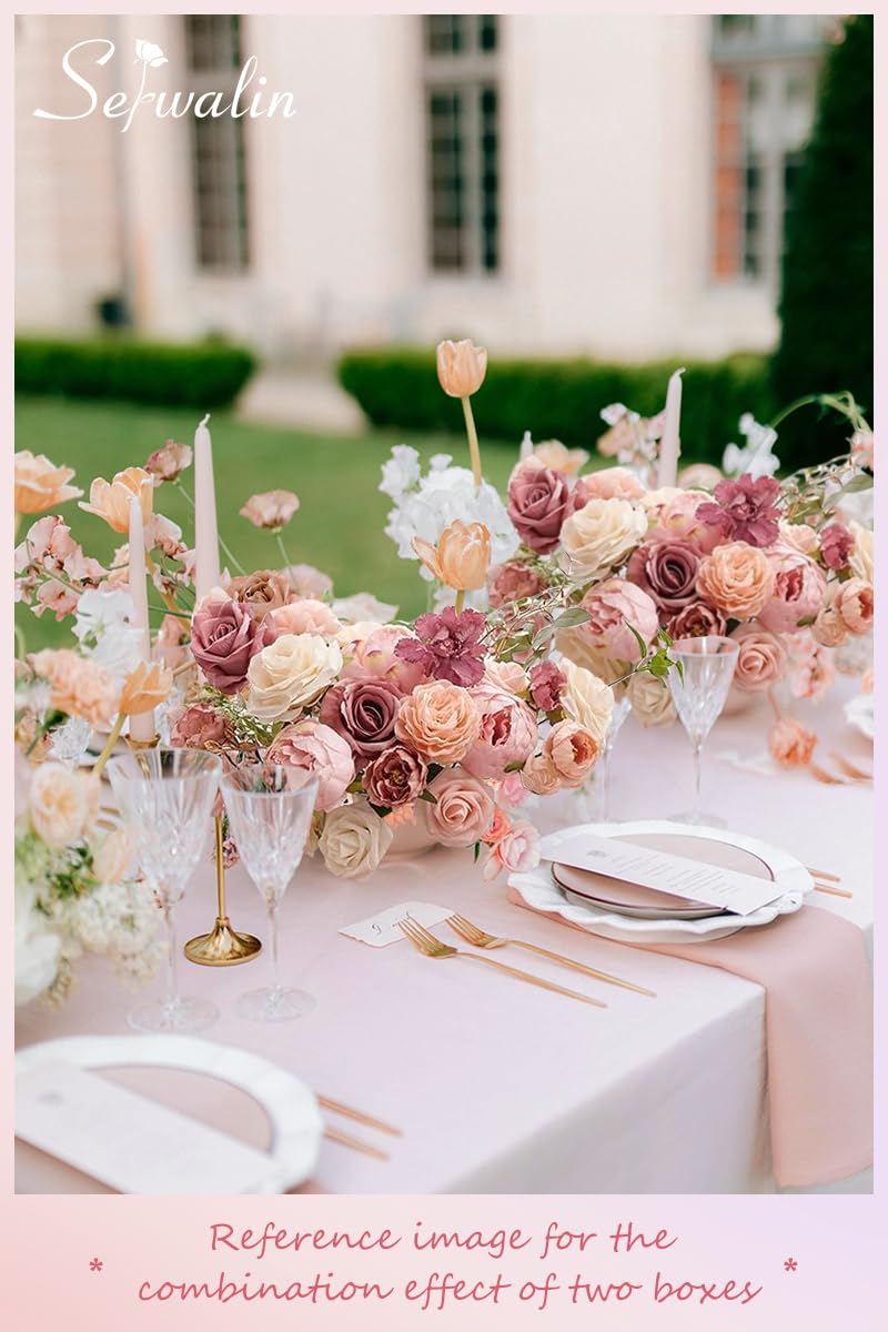 Serwalin Pink Artificial Flowers, Silk Fake Flowers for DIY Wedding Bridal Bouquets, Wedding Cake Flowers for Table Centerpieces Baby Shower Birthday Party Home Decorations