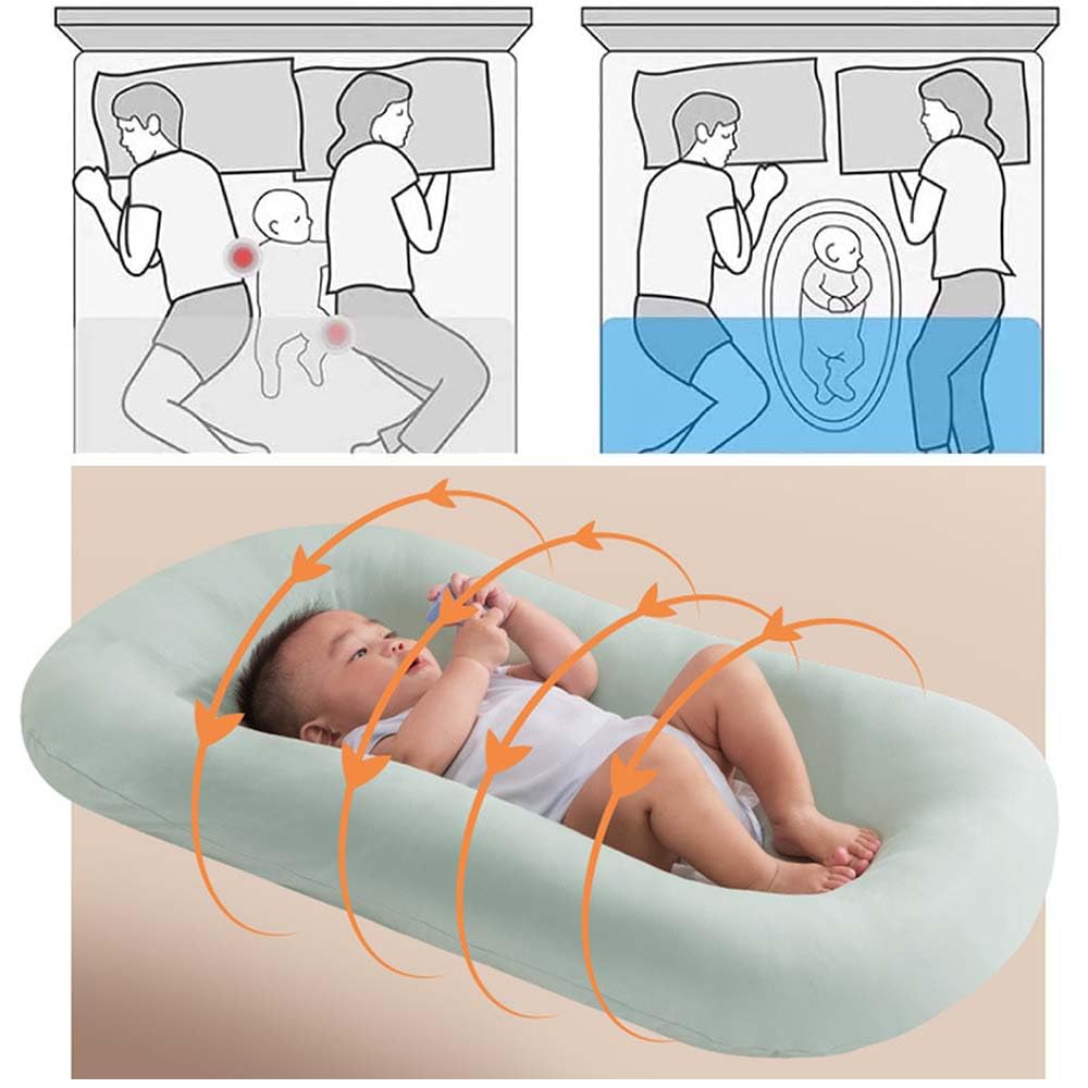 Baby Lounge Pillow for Newborn 0-24 Months, Newborn Lounger Nest Sleeping for Baby in Bed, Infants Lounger for Boys & Girls (Pink, 29.5*19.3in)
