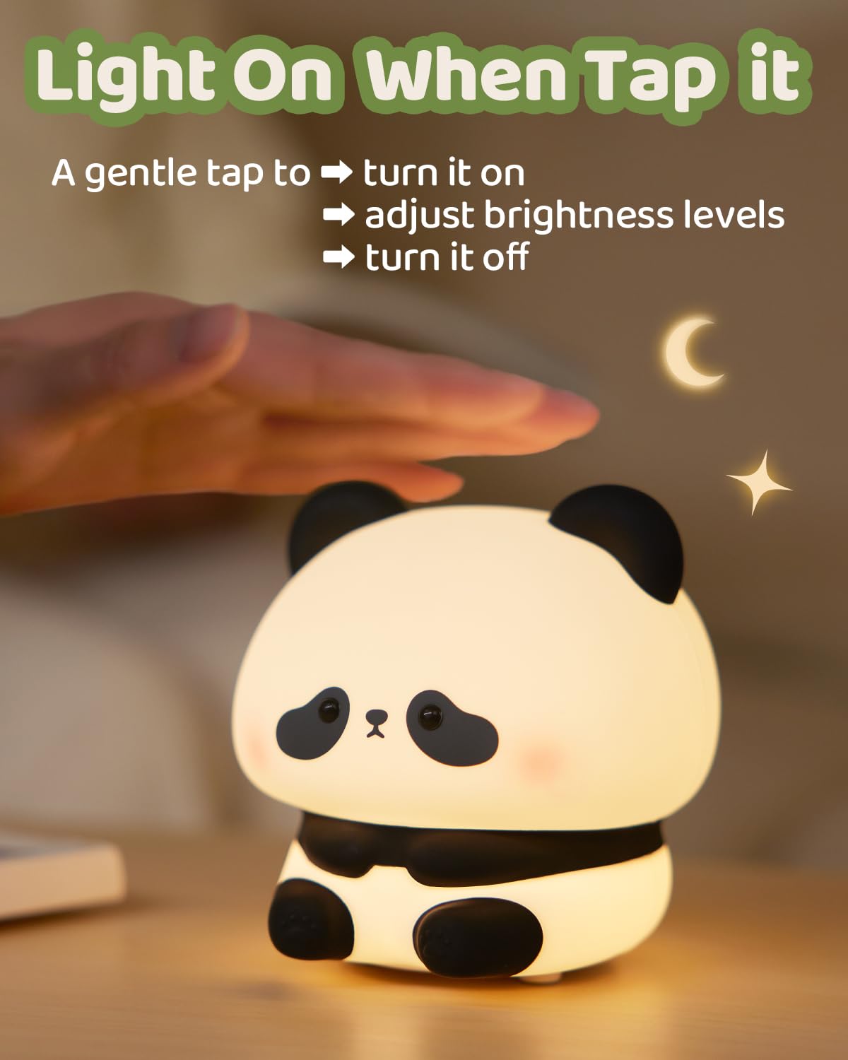 Panda Night Light, Cute Squishy Dimmable Lamp for Kids, Toddler and Baby Room, Bedroom Light