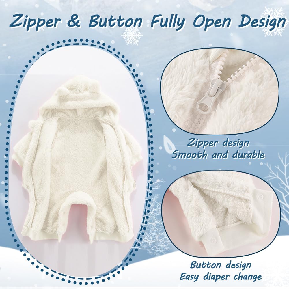 Newborn Baby Bear Outfit Suit Girls Boys Fleece Jumpsuit Romper Hooded Winter Snowsuit Clothes