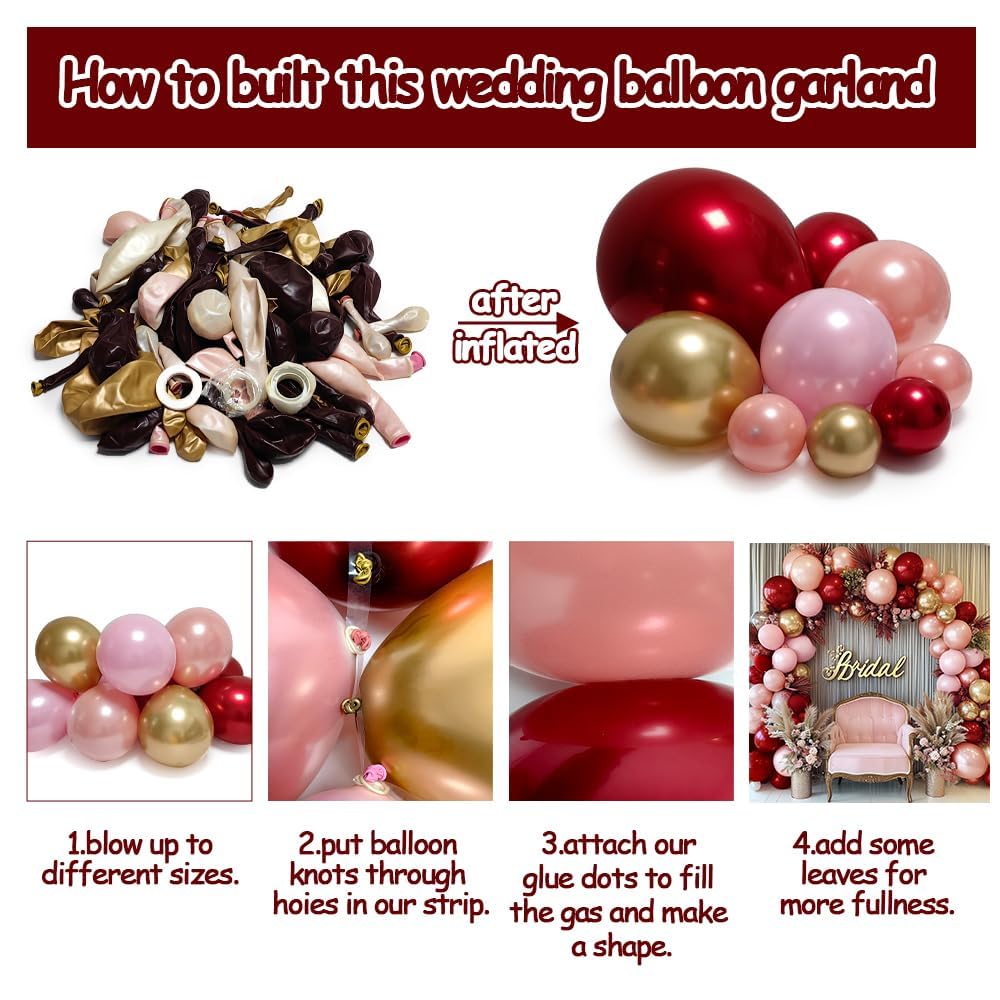 Dusty Pink Rose Balloon Garland Double Stuffed Mauve Light Pink Latex Blush Nude Beige Champagne Gold Balloon Arch Kit for Boho Birthday Baby Bridal Shower Neutral Wedding Party Decor