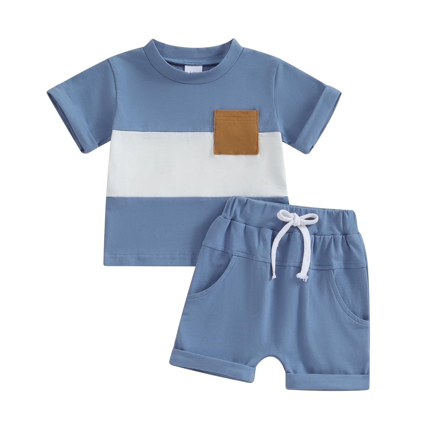 Infant Baby Boy Summer Clothes Outfit Color Block T-shirt Shorts Set Toddler Checkerboard Clothes 6 12 18 24 Months