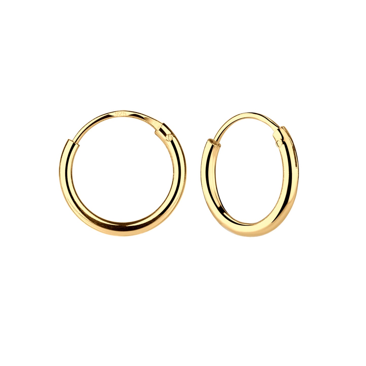 Cherished Moments Sterling Silver and 14K Gold Plated 10mm Hoop Earrings