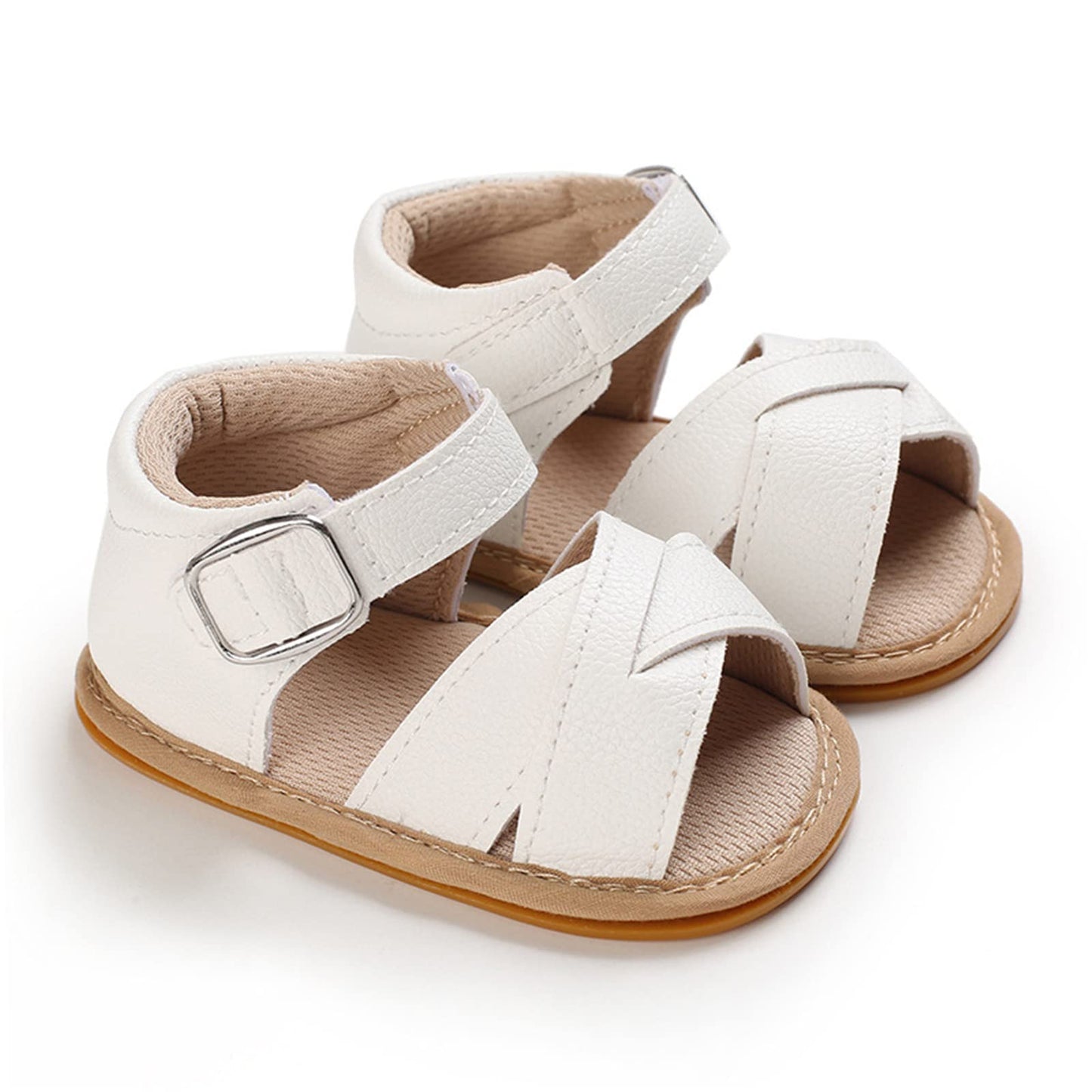 GAISUMMI Baby Girls Sandals Summer Bowknot Infant Crib Shoes Toddler Pu Leather Soft Rubber Sole First Walkers
