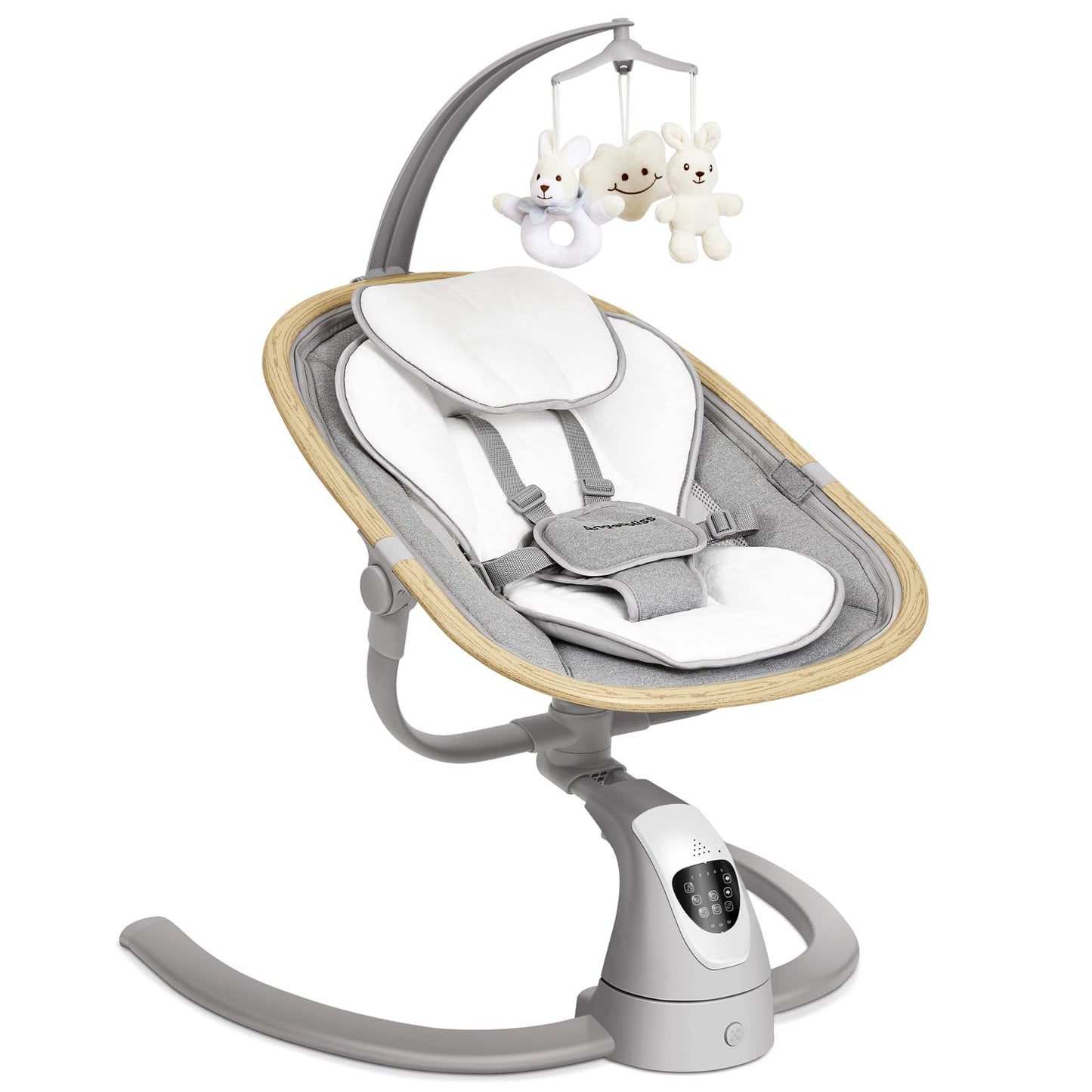 Angelbliss Baby Swing with Cry Detection, Side-to-Side Electric Swing with 5 Speeds, 180° Rotation, Indoor for Infants and Toddlers (Black)