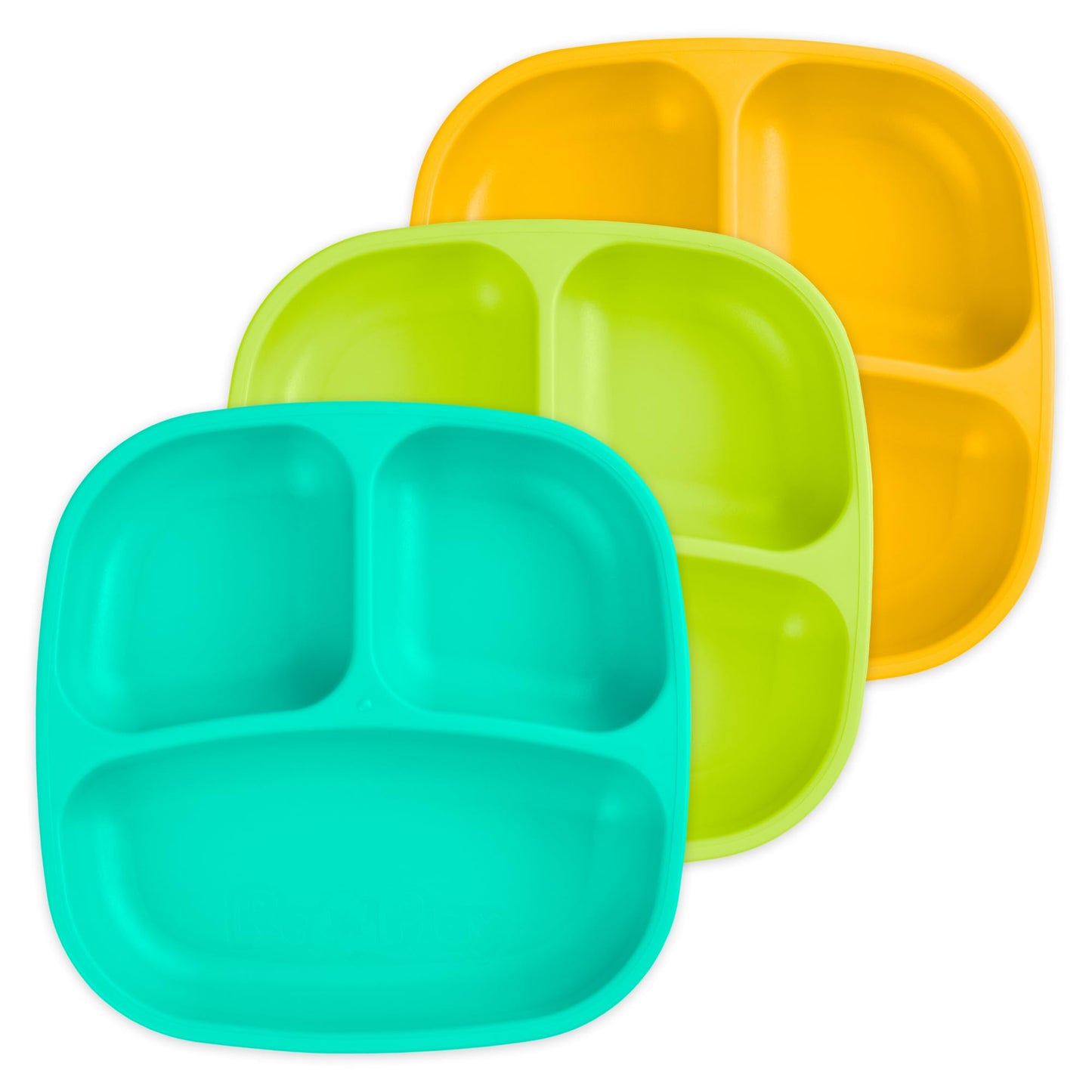 Re-Play Toddler Plates with Dividers - Deep-Walled 3 Compartments Divided Plates for Kids - Dishwasher & Microwave Safe - Made in USA - Set of 3-7.37" x 7.37" x 1.25" - Princess