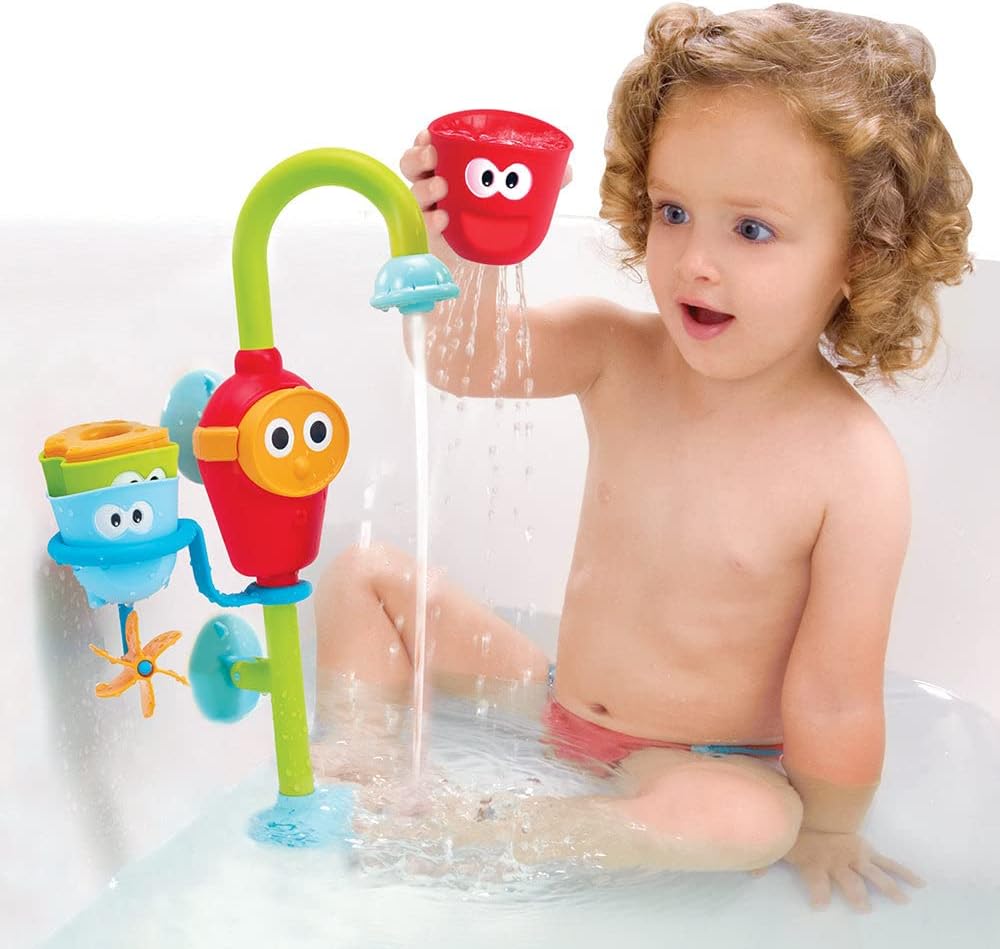 Yookidoo Toddler and Baby Bath Toy (Ages 1-3): Flow N Fill - 3 Stackable Play Cups - Battery Operated Interactive Hose Toy & Tumblers with Multiple Play Aspects - Make Bath Time Maigcal (No Mold)