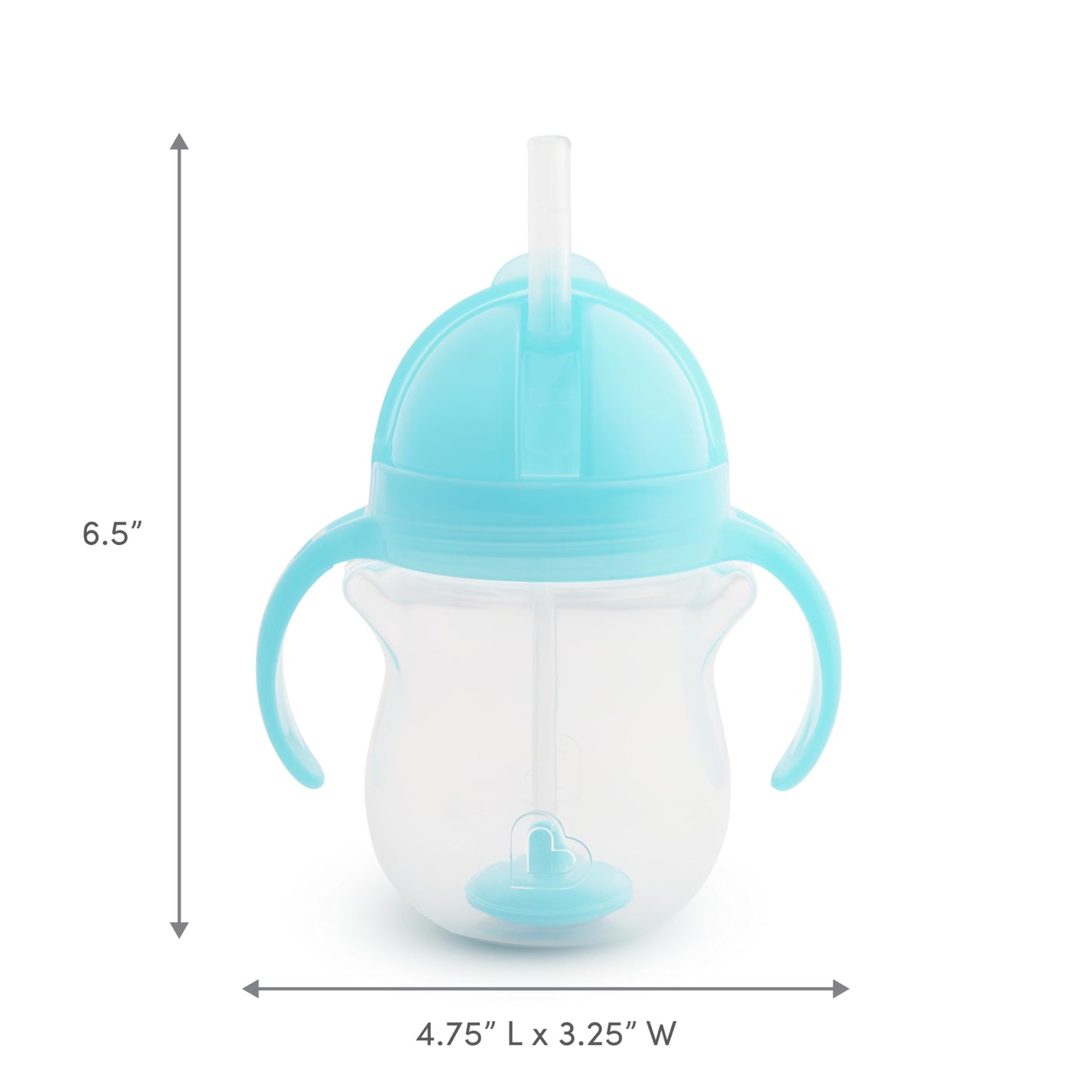 Munchkin Any Angle Sippy Cups for Toddlers, Spill Proof Weighted Straw Cup with Transition Handles for Babies 6 Months and Up, 2 Pack, Blue/Green