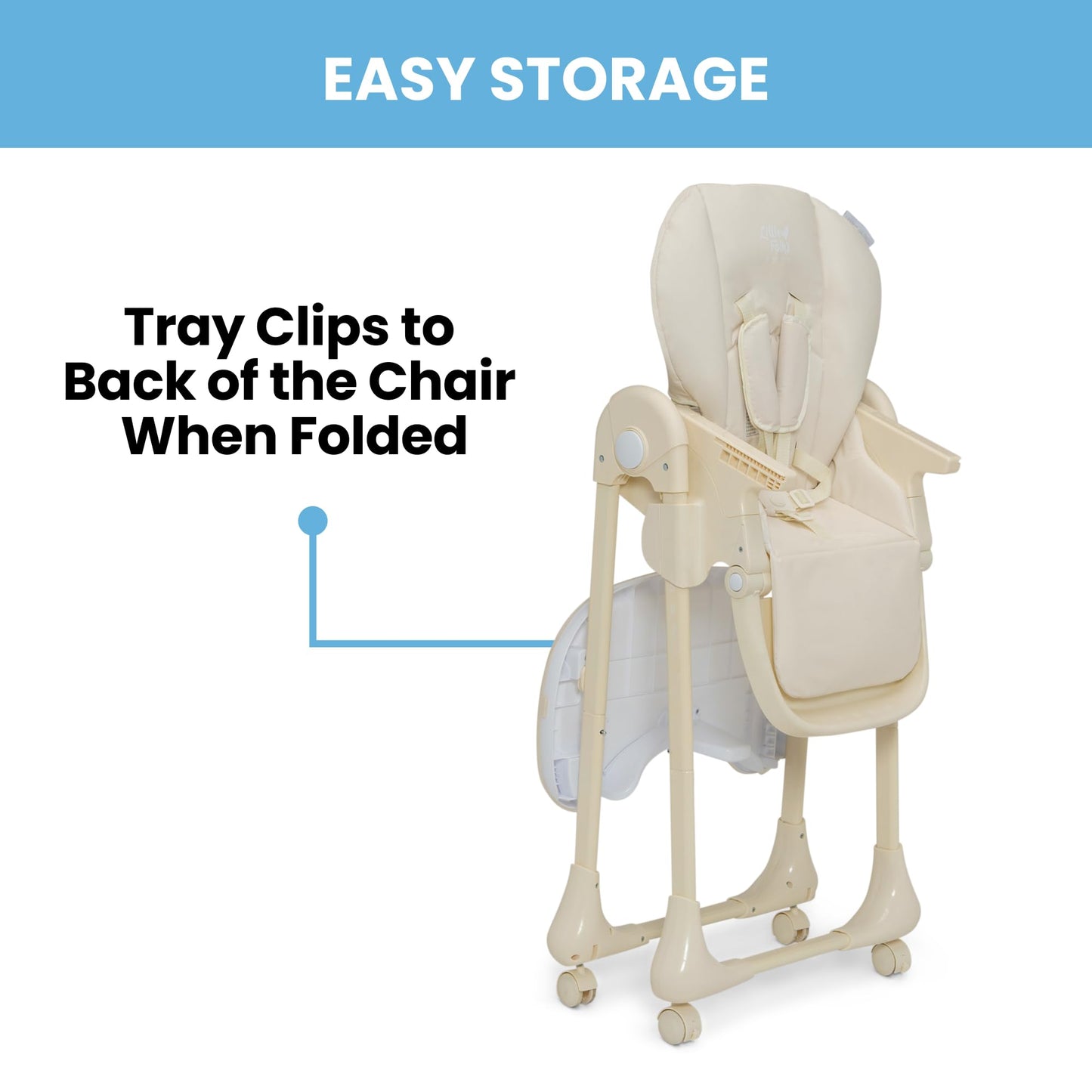 Delta Children Little Folks 2-in-1 SlimFold High Chair for Babies and Toddlers, Sage Green