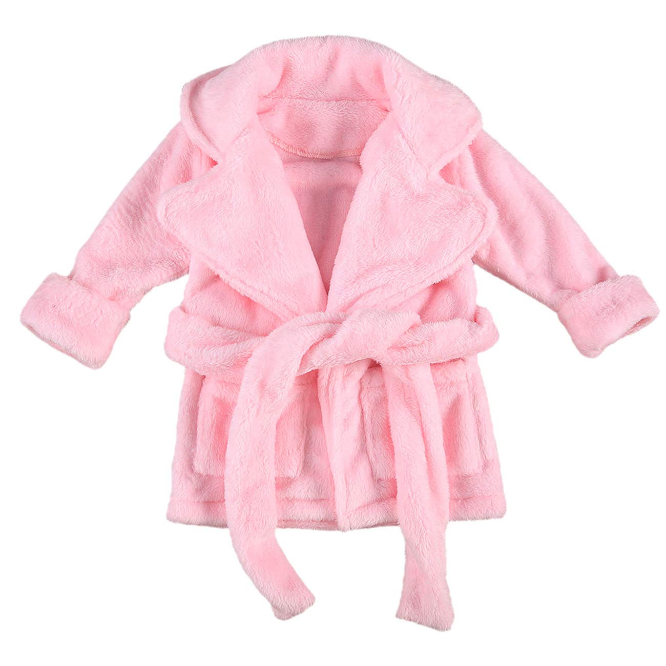 Qiylii Unisex Baby Plush Bathrobe Plain Kimono Gown Newborn Toddler Girls Boys Towel Robe Nightwear Clothes