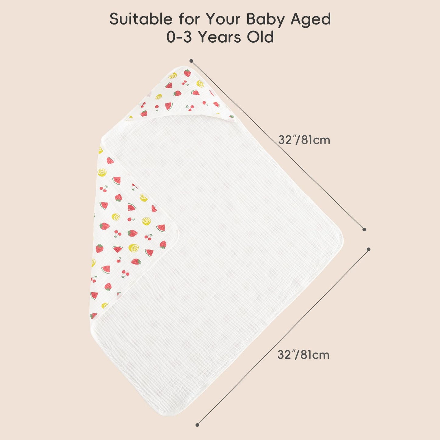 PHF 2 Pack Baby Hooded Towels, 100% Muslin Cotton Baby Bath Towel with Hood for Newborn, Infant, Toddler, Ultra Soft and Absorbent Baby Essentials Bath Towels for Girls, 32x32Inch, Floral