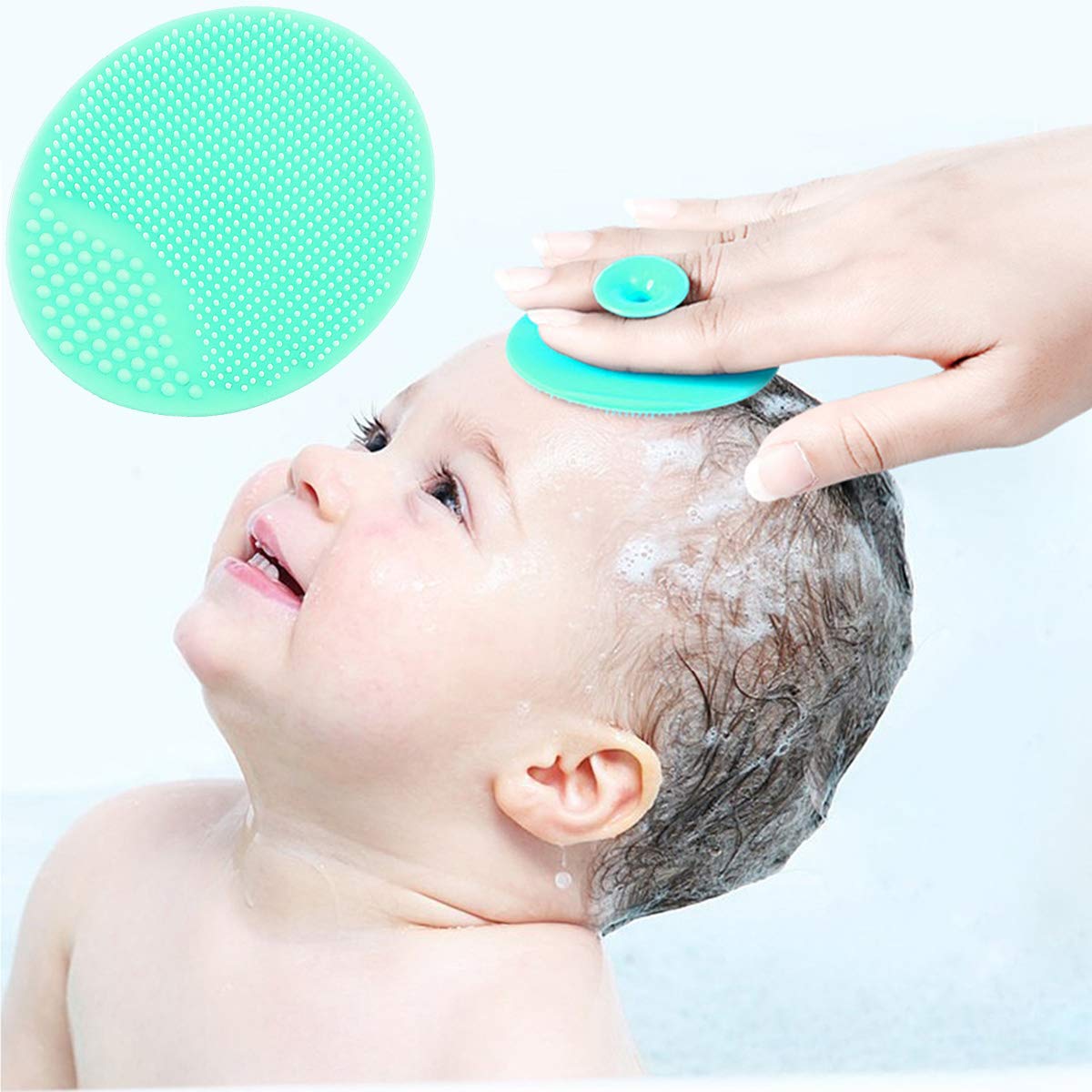 Baby Bath Brush, Baby Cradle Cap Brush, Silicone Massage Brush, Silicone Scrubbers Exfoliator Brush, Skin Scrubber Baby Essential for Dry Skin, Cradle Cap and Eczema (Small-4PCS)