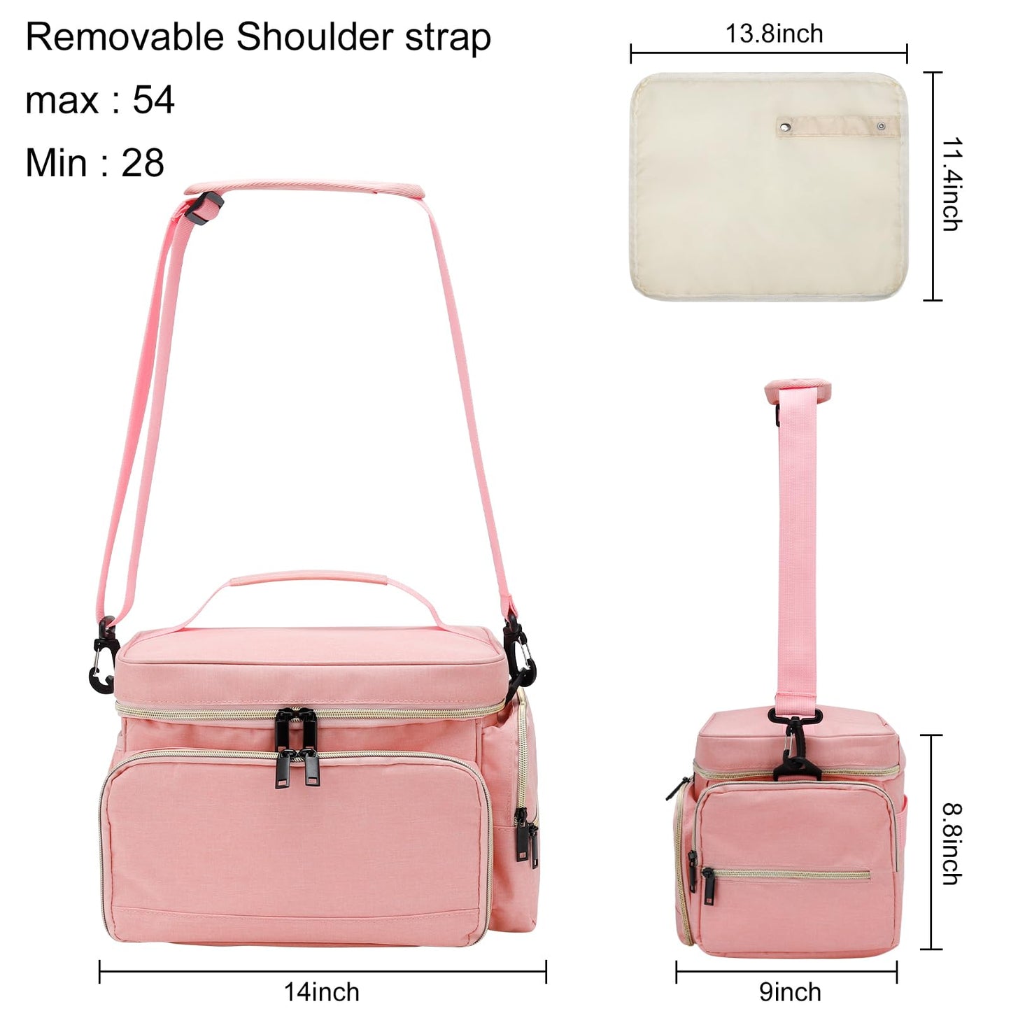 Breast Pump Bag Fit for Spectra S1 and S2, Pumping Bag with Waterproof Mat for Pump Accessories, Portable Pump Carrying Case for Work, Travel and Family Use, Black