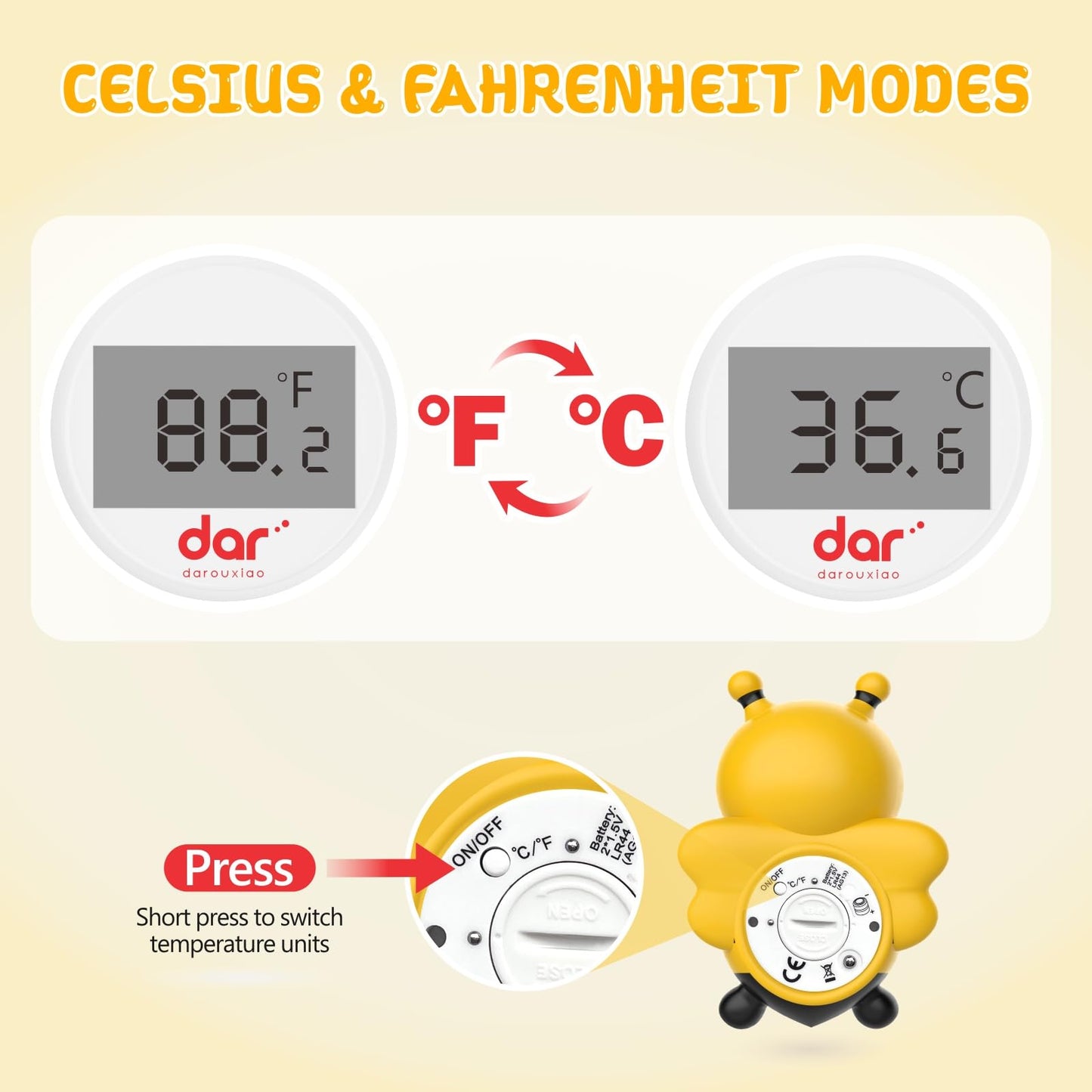 Baby Bath Thermometer, Digital Water Temperature Thermometers with 3 Color Backlit and Temperature Warning, Safety Bath Tube Thermometers Floating Toy for Infant, Toddler