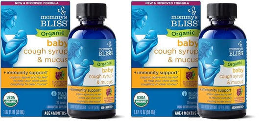 Mommy's Bliss Organic Baby Cough Syrup and Mucus + Immunity Support, Contains Organic Agave and Ivy Leaf, Made for Babies 4 month+, 1.67 Fluid Ounces